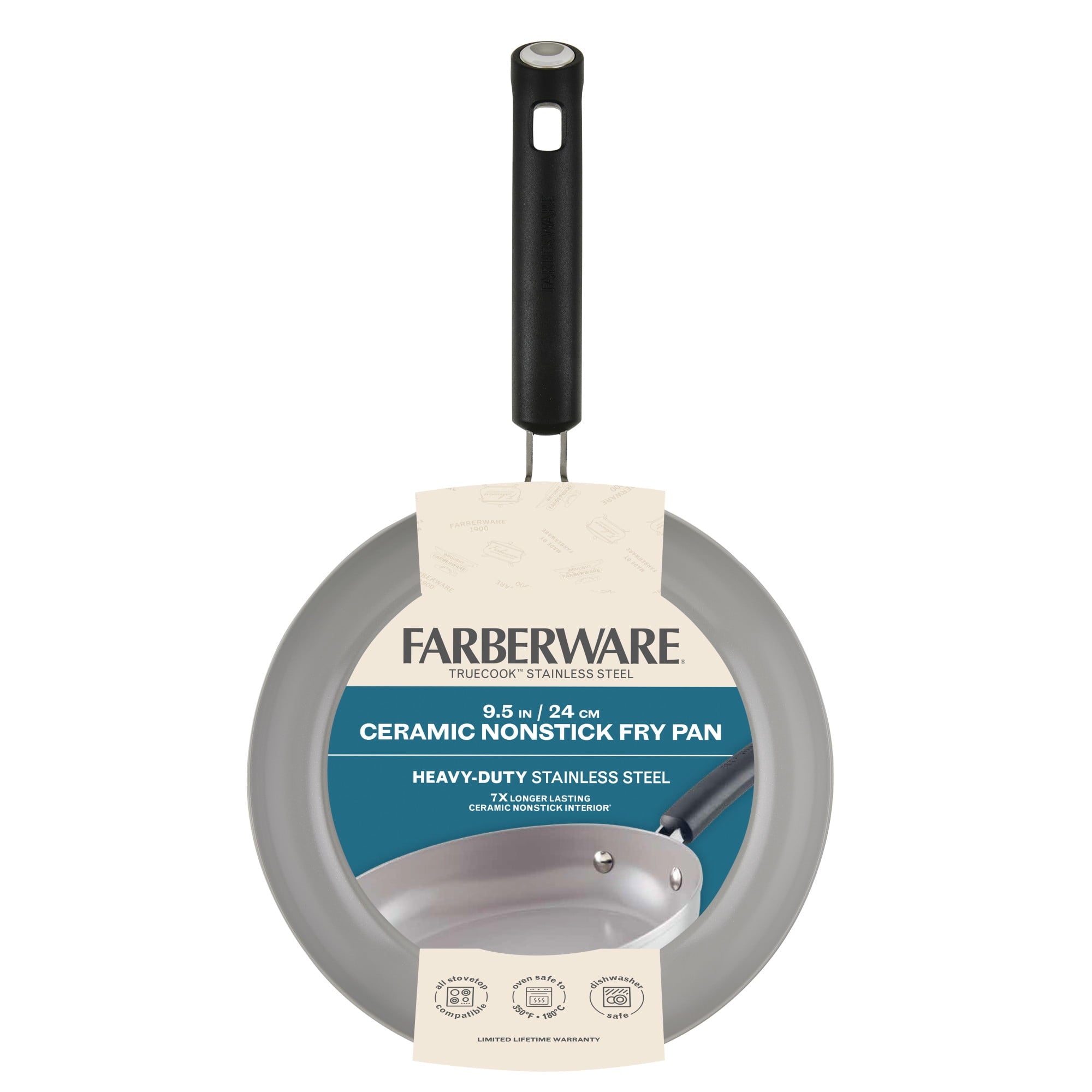 Farberware TrueCook Stainless Steel Ceramic Frying Pan - 9.5-Inch, Silver