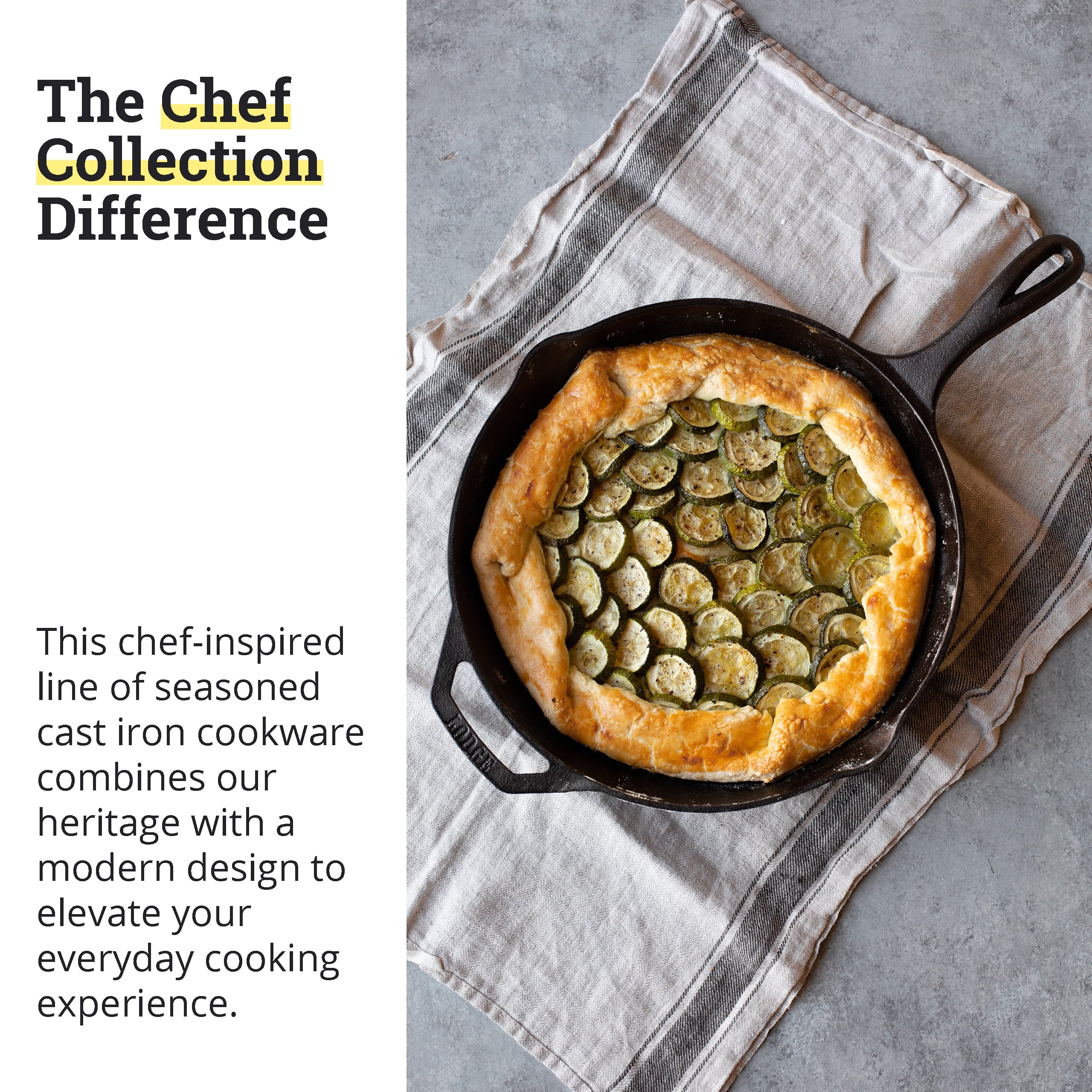 Lodge 12" Cast Iron Skillet - Chef Collection - Perfect Sear - Ergonomic Handles - Superior Heat Retention - Cast Iron Cookware & Skillet