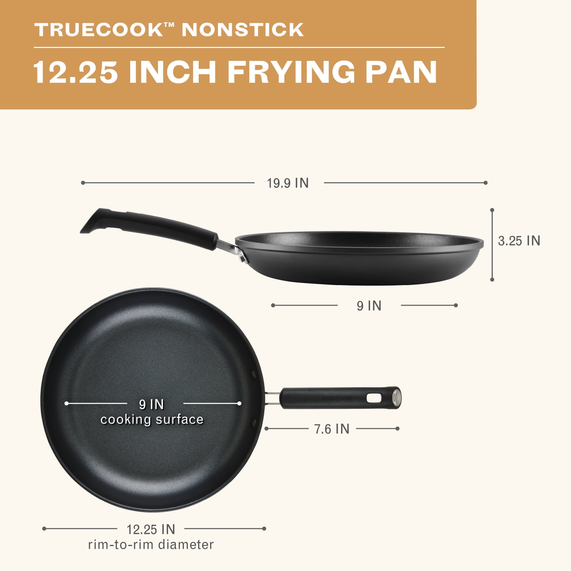 Farberware TrueCook 12.25 Inch Nonstick Frying Pan - Black