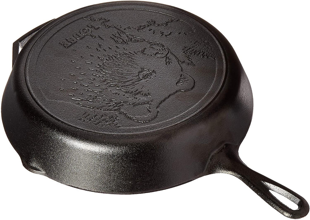 Lodge Wildlife Series-12 Inch Seasoned Cast Iron Skillet with Bear Scene and Assist Handle - 12", Black