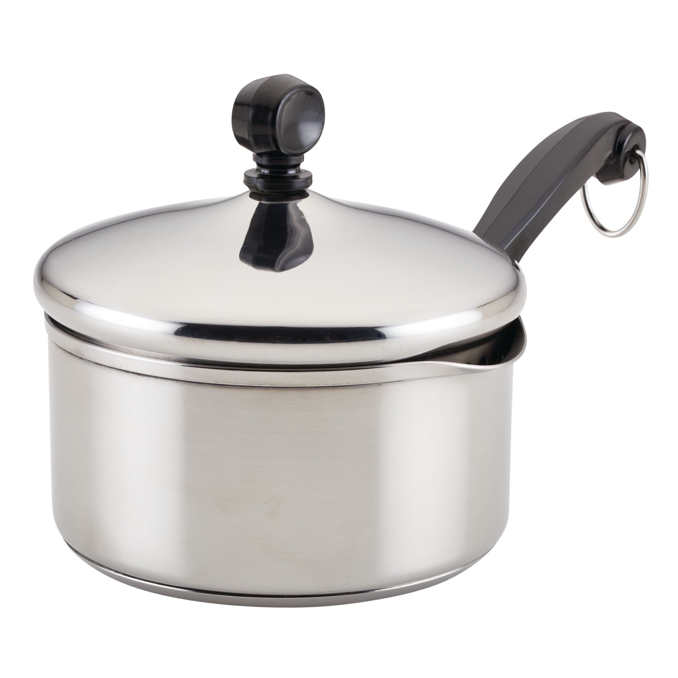 Farberware Classic Series 1 Quart Stainless Steel Straining Sauce Pan with Lid - Induction Compatible, Metal Utensil and Dishwasher Safe, Stainless Steel