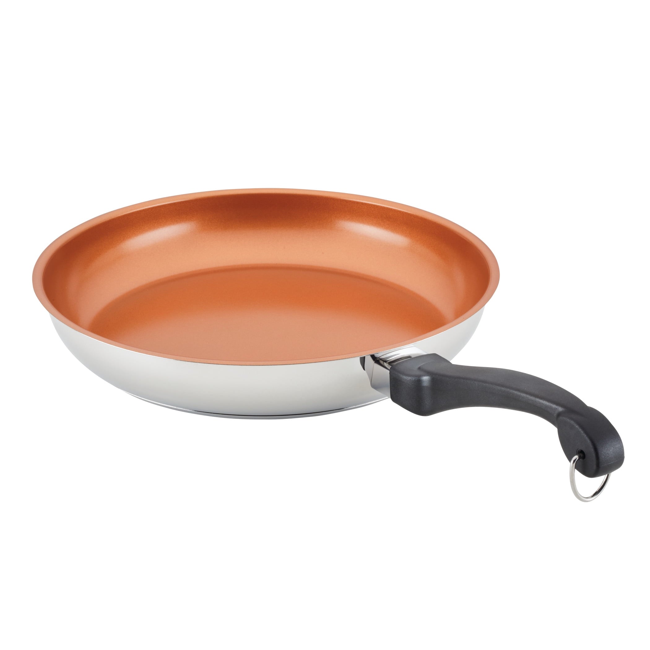 Farberware Classic Traditions 12.5 Inch Ceramic Nonstick Frying Pan - Induction Compatible, Metal Utensil Safe, Dishwasher Safe, Stainless Steel