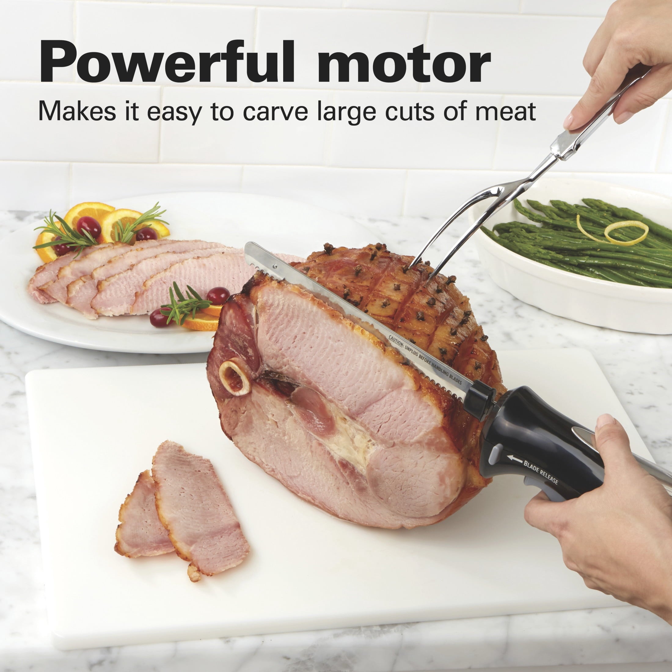 Hamilton Beach Stainless Steel Electric Knife Set - 8-inch Carving Blade and 5-inch Utility Blade, with Storage Case, Black