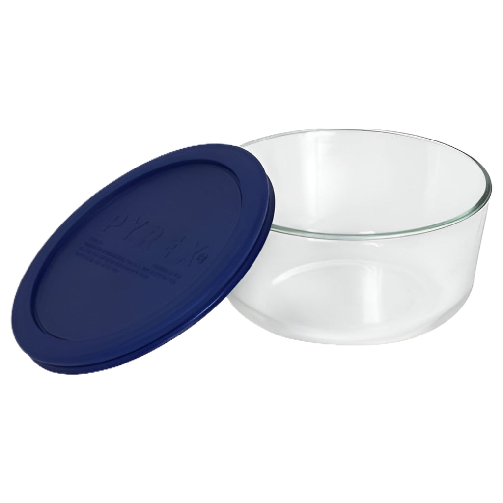 Pyrex 4-cup Glass Food Storage Container with Blue Lid