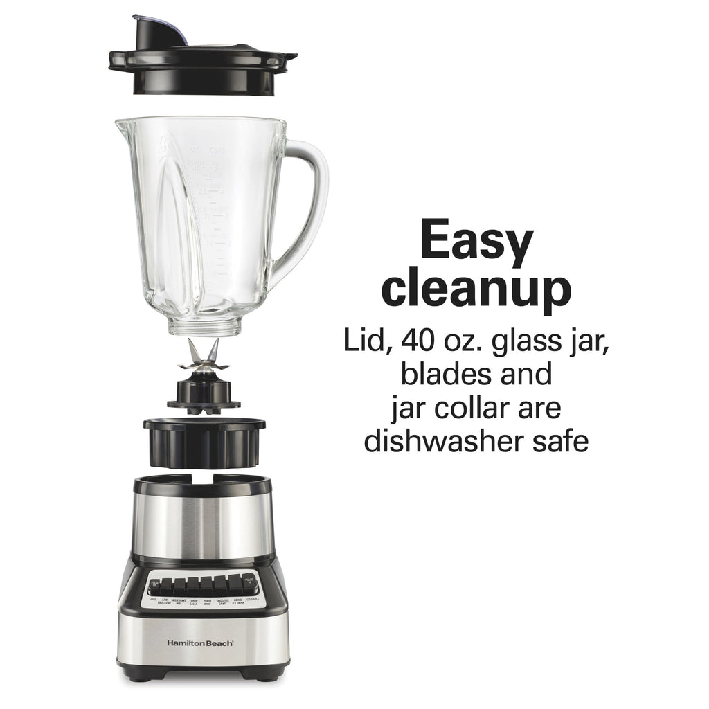 Hamilton Beach Wave Crusher Smoothie Blender for Kitchen - 40 oz Jar for Smoothies and Shakes, Stainless Steel