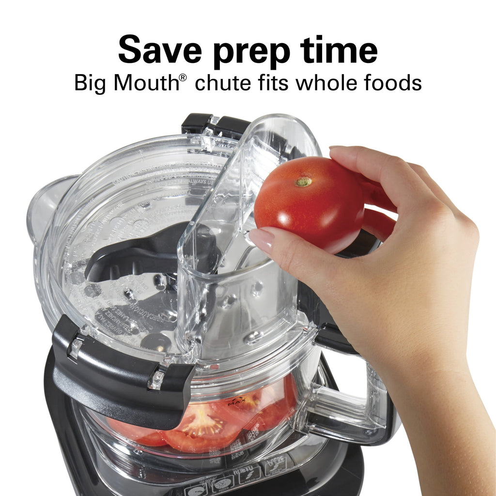Hamilton Beach Stack & Snap 10-Cup Food Processor - 500 W, 2-Speed with Pulse, Extra-Large Chute and Bowl Scraper, Black