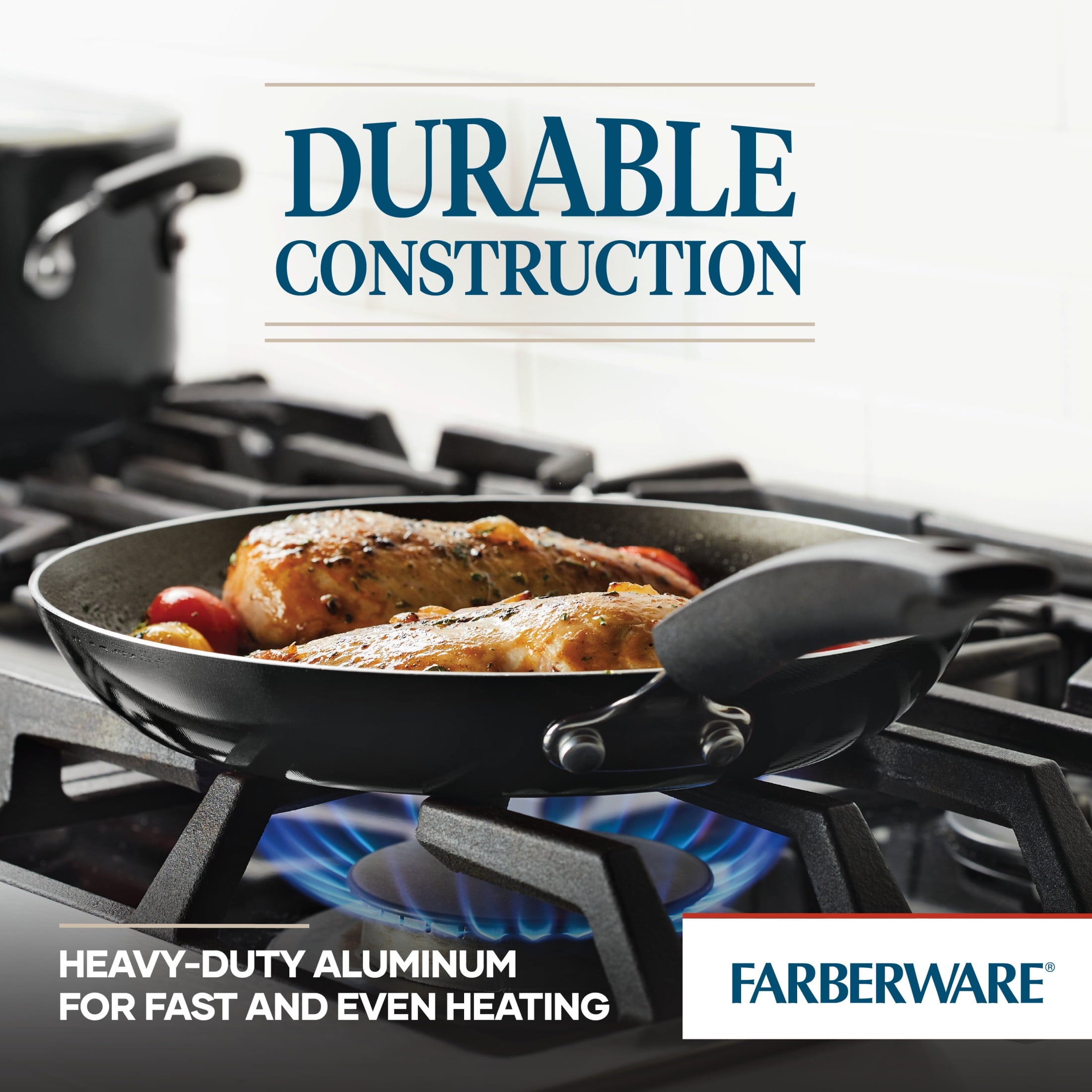 Farberware Easy Clean 22 Pcs Nonstick Cookware Set Includes Griddle Pan and Cooking Tools - Dishwasher Safe, Black