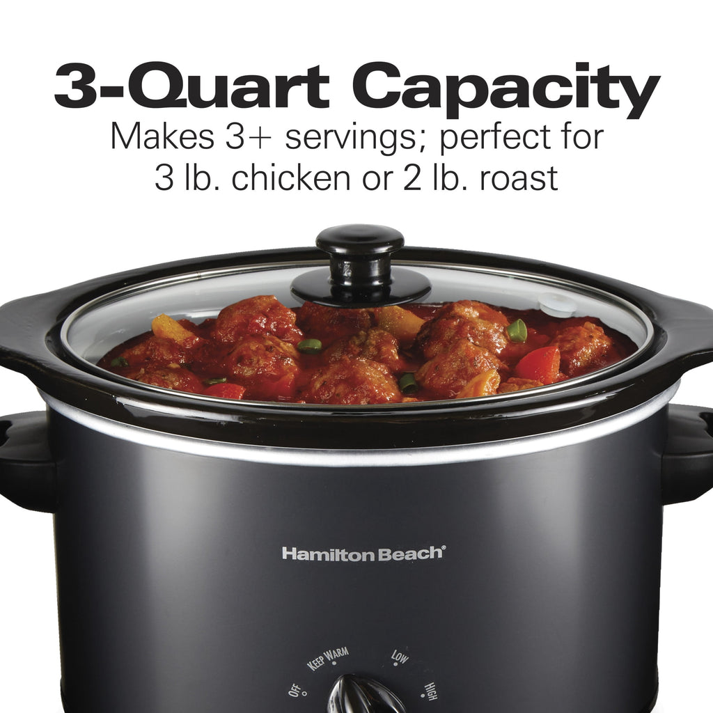 Hamilton Beach 3 Qt Slow Cooker - Stoneware Crock with Removable Pot, Black