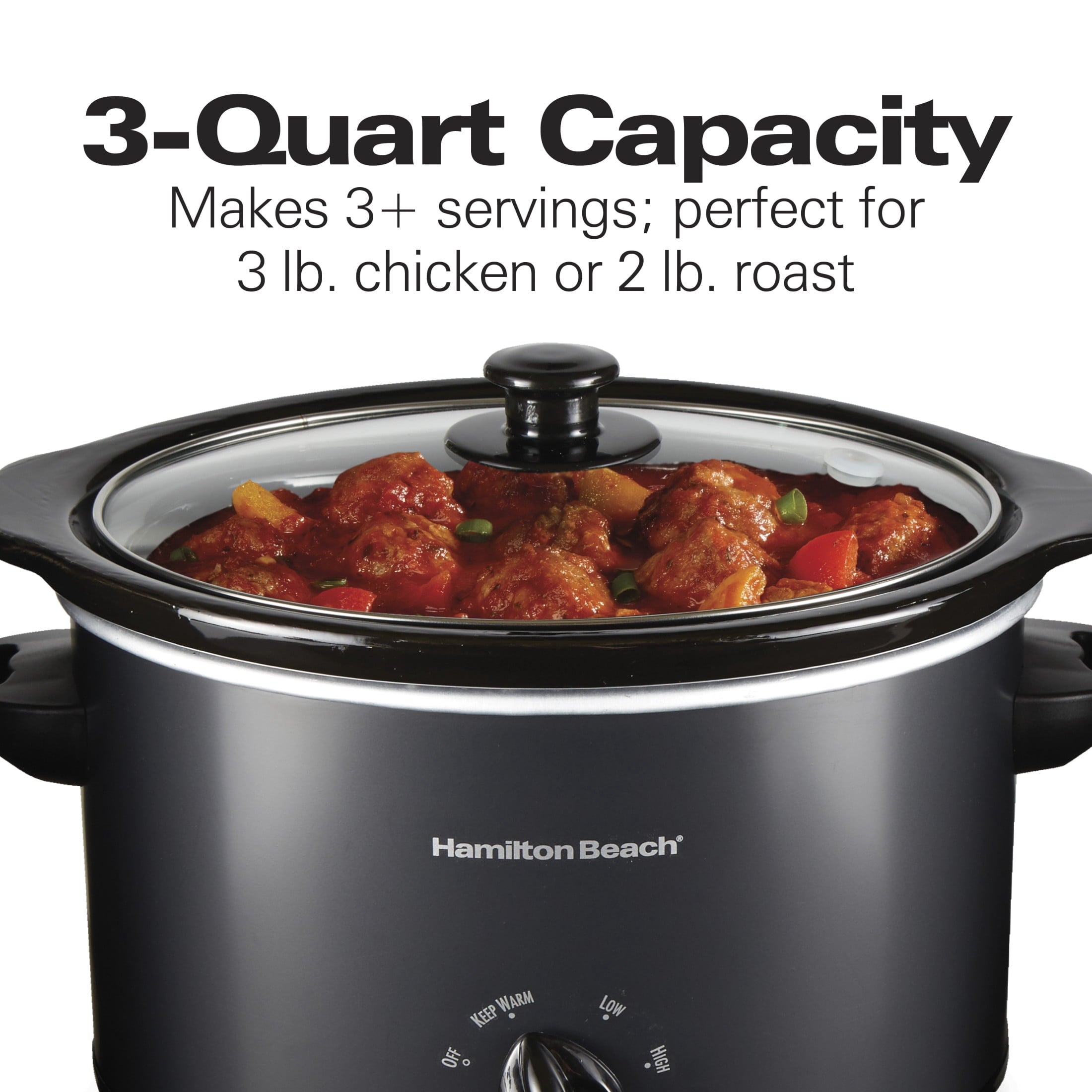 Hamilton Beach 3 Qt Slow Cooker - Stoneware Crock with Removable Pot, Black