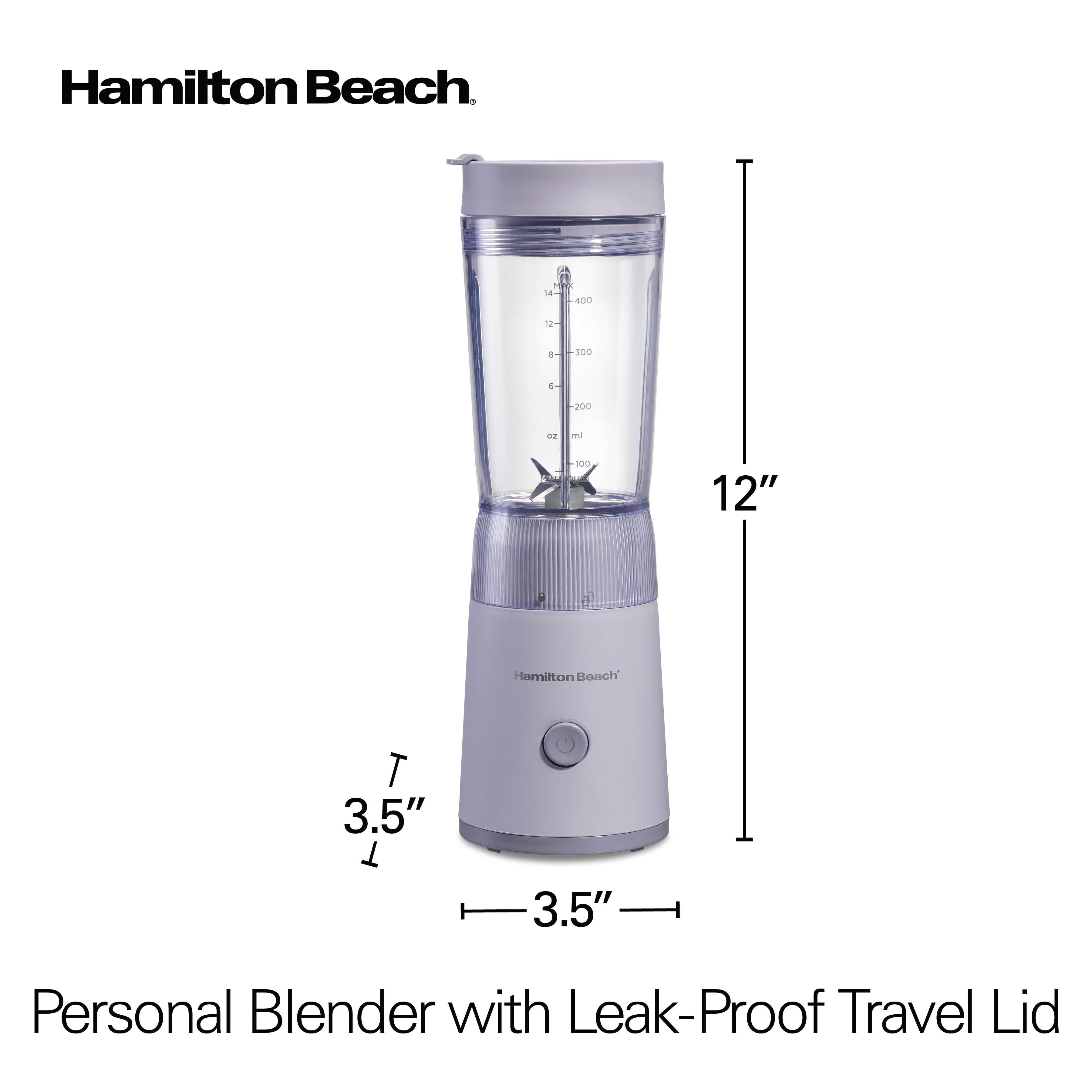Hamilton Beach Personal Blender - 14 oz BPA-Free Jar 300 W Portable Blender for Shakes and Smoothies with Leakproof Lid, Purple