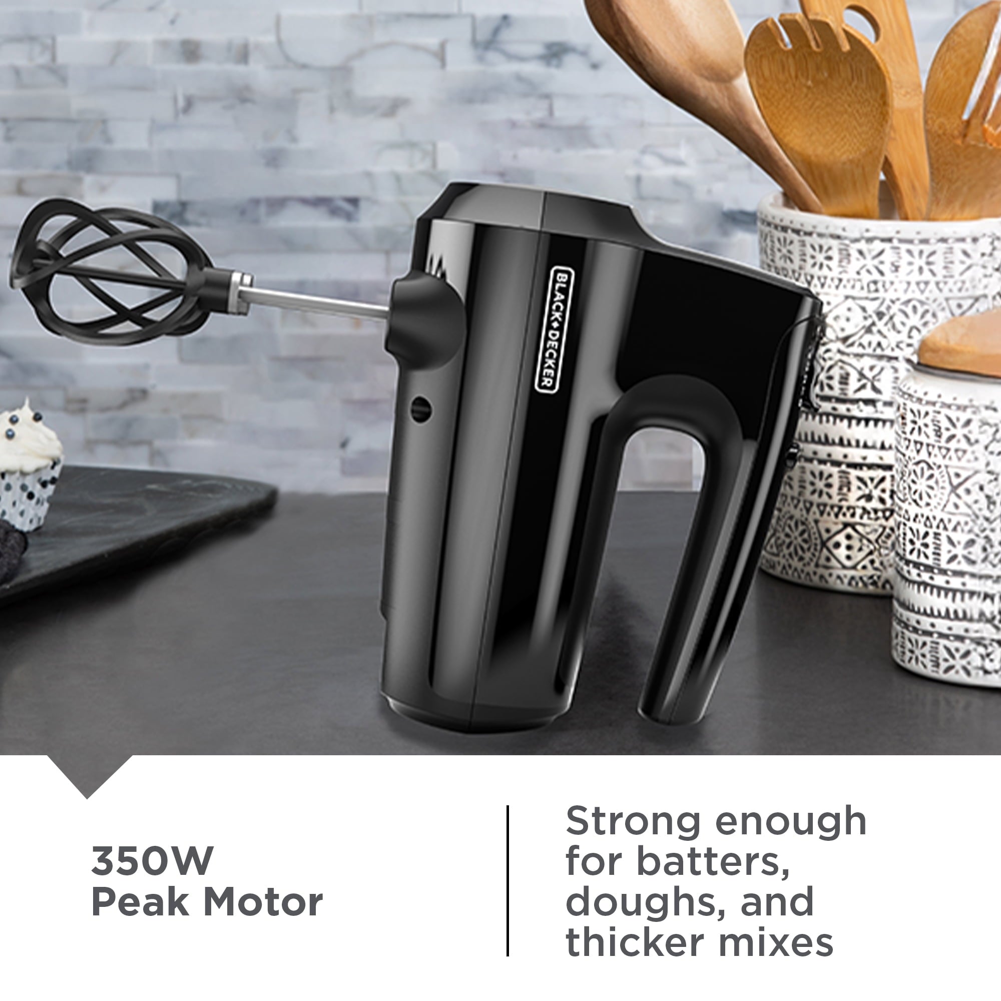 BLACK+DECKER Helix Performance 5-Speed Premium Hand Mixer - Nylon, Black
