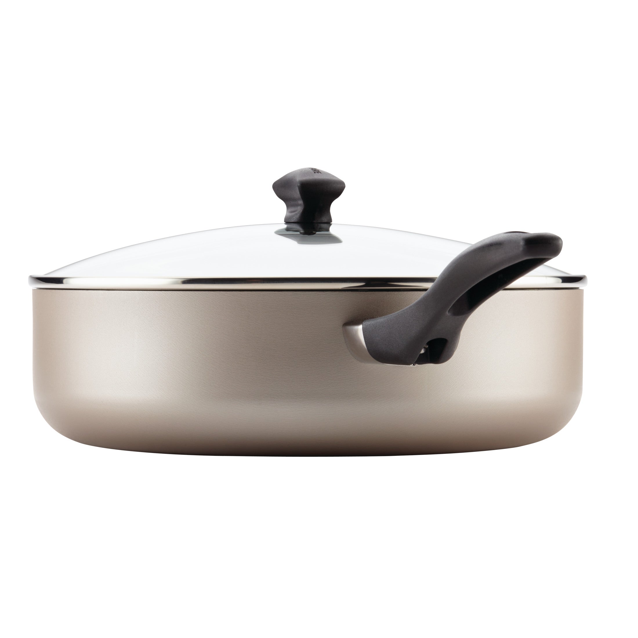 Farberware Dishwasher Safe Nonstick 6 Quart Jumbo Cooker/ Chef's Pan with Helper Handle and Glass Lid - Great for Family Meals, Dishwasher Safe, Champagne