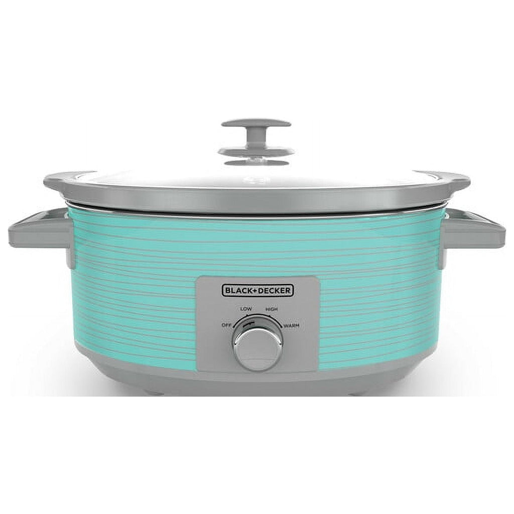 BLACK+DECKER 7-Quart Slow Cooker - SC2007D, Lid Holder, 3 Heat Settings, Extra Large Handles, Dishwasher Safe, Teal