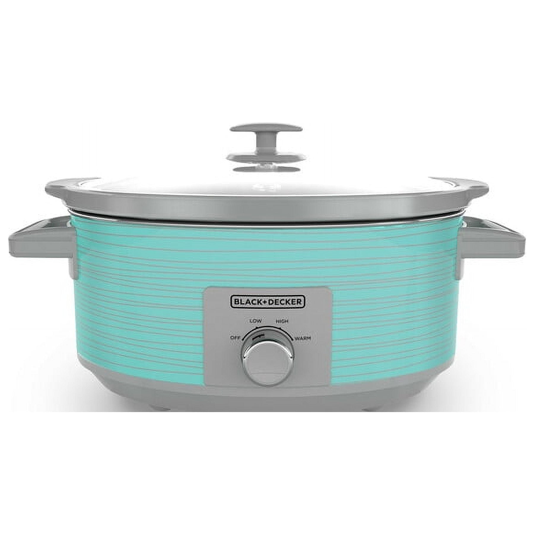 BLACK+DECKER 7-Quart Slow Cooker - SC2007D, Lid Holder, 3 Heat Settings, Extra Large Handles, Dishwasher Safe, Teal