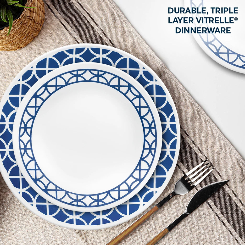 Corelle Cobalt Circles 16-Piece Glass Dinnerware Set (Service for 4)