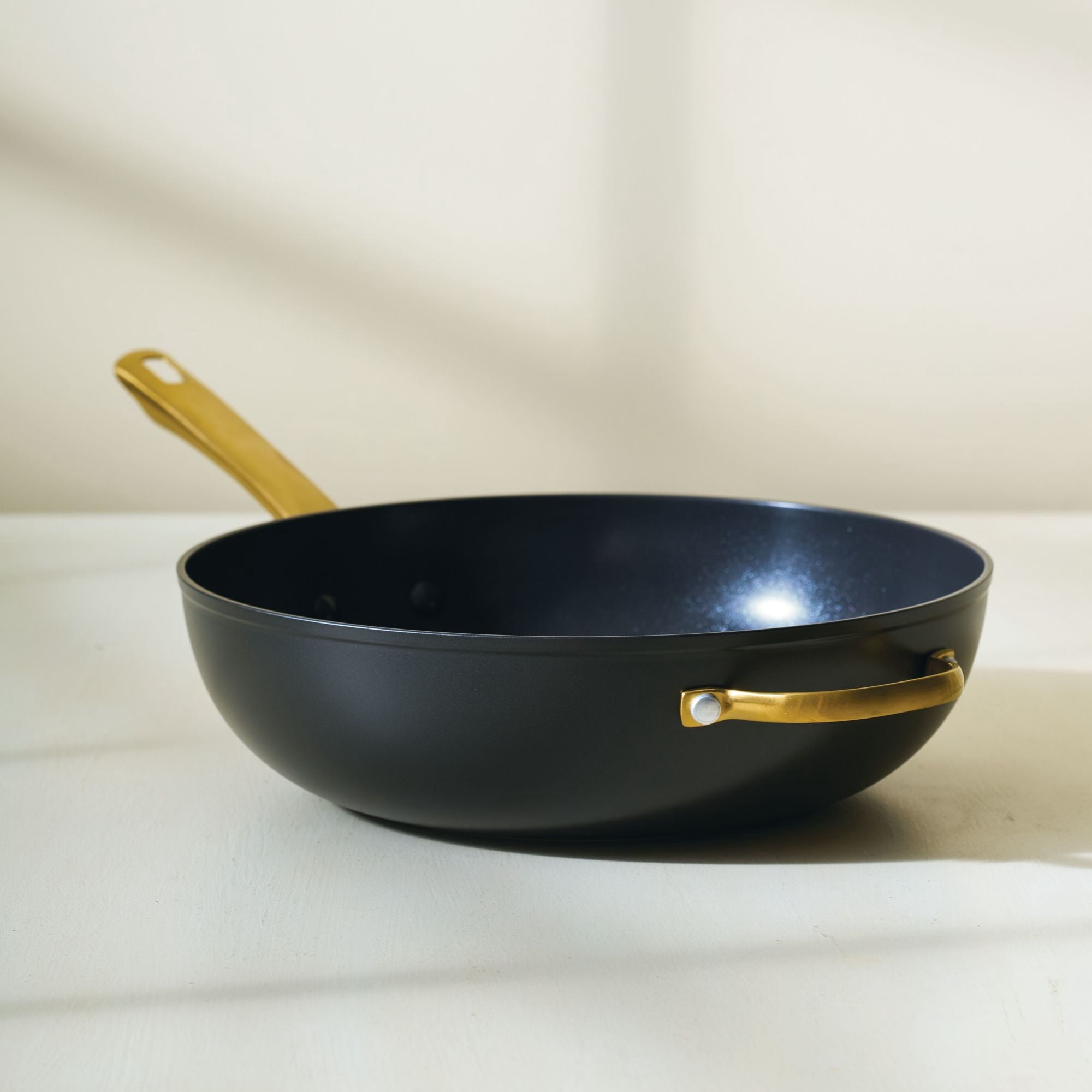 Farberware Forged Induction 12 Inch Ceramic Nonstick Stir-Fry Pan with Helper Handle - Dishwasher Safe and Oven Safe to 500°F, Black