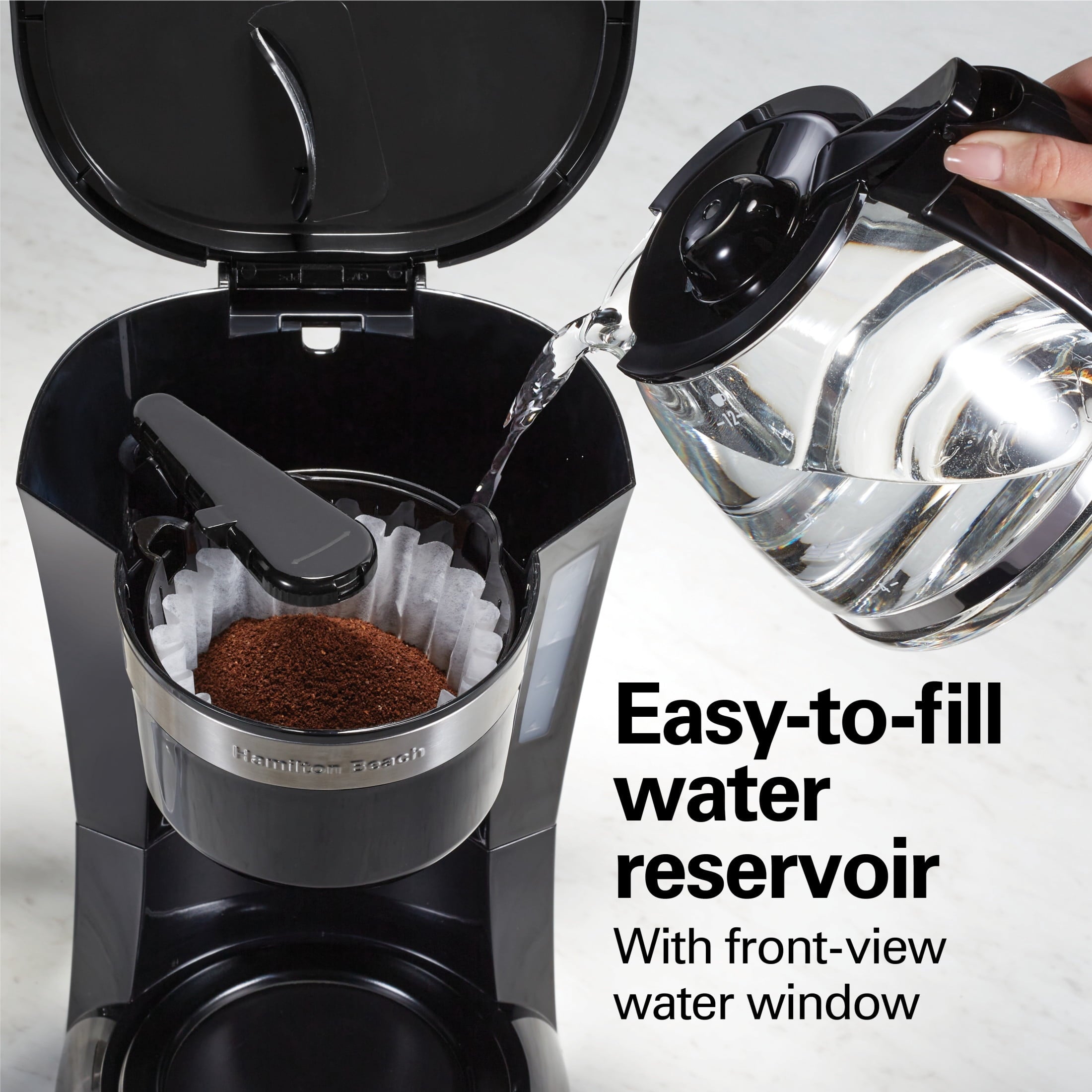 Hamilton Beach Bold Brew 12-Cup Programmable Drip Coffee Maker Machine with Glass Coffee Pot - Black