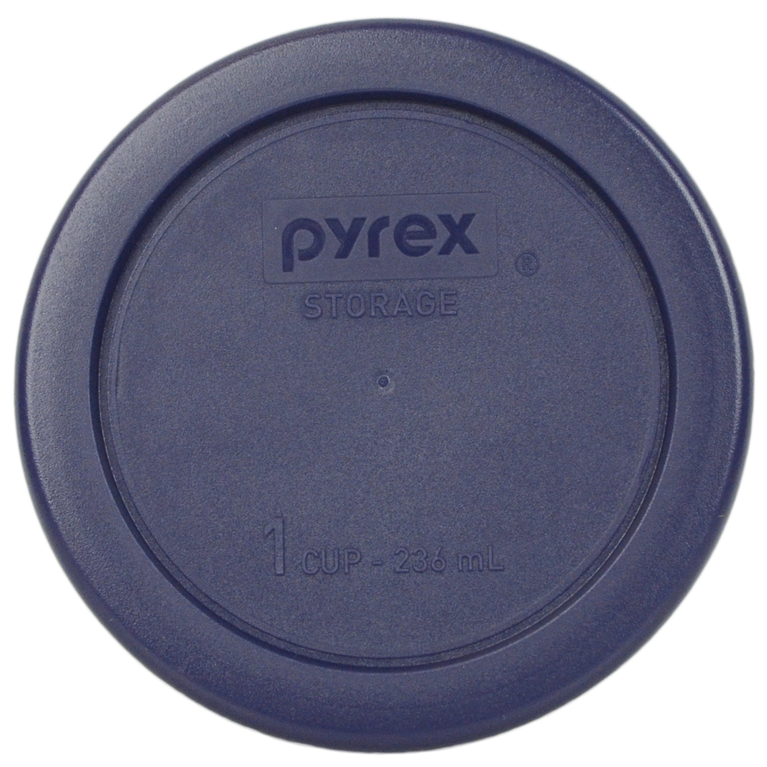 Pyrex (3) 7202 1-Cup Glass Bowls with (3) 7202-PC Dark Blue and (3) 7202-PC Red Plastic Lids