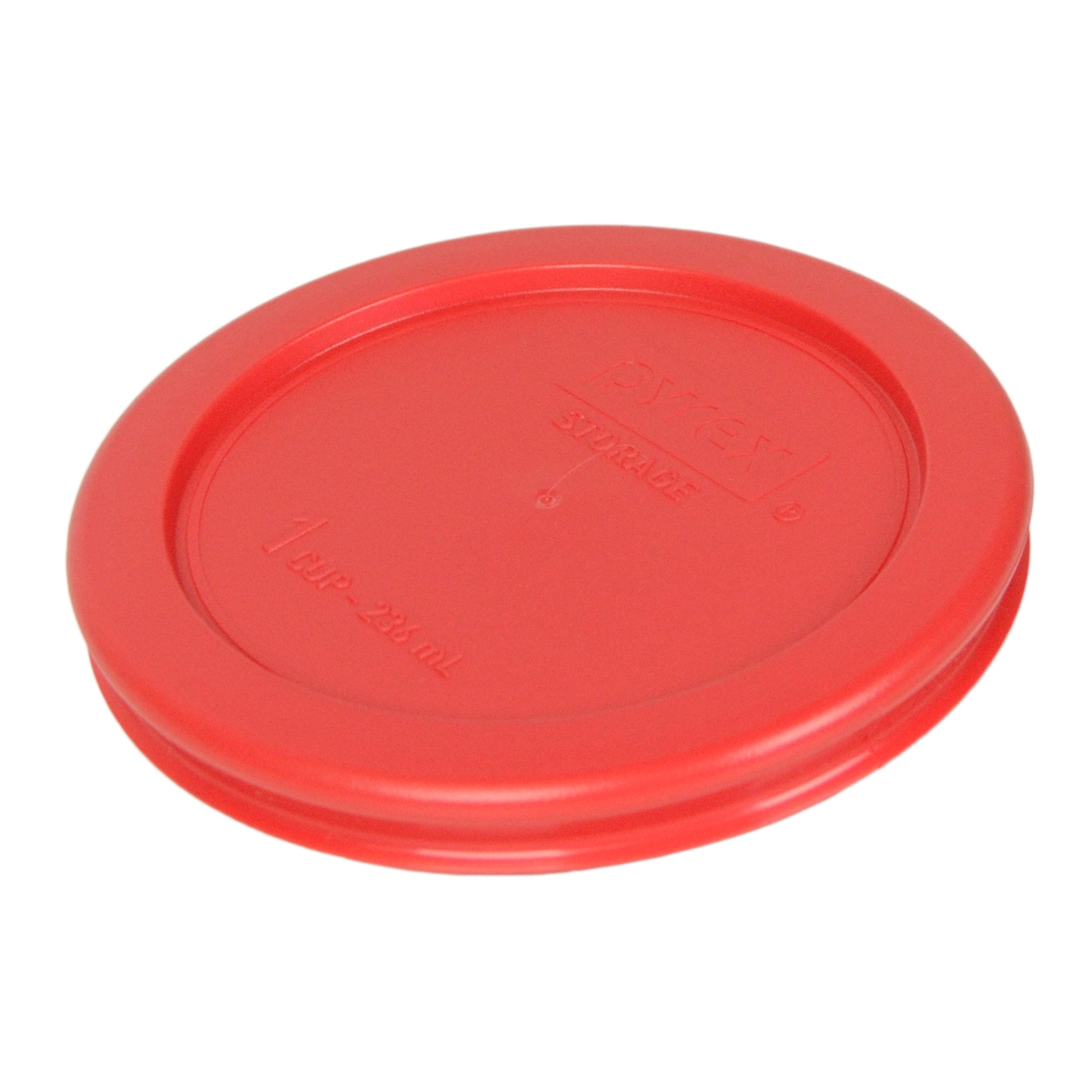 Pyrex (3) 7202 1-Cup Glass Bowls with (3) 7202-PC Dark Blue and (3) 7202-PC Red Plastic Lids