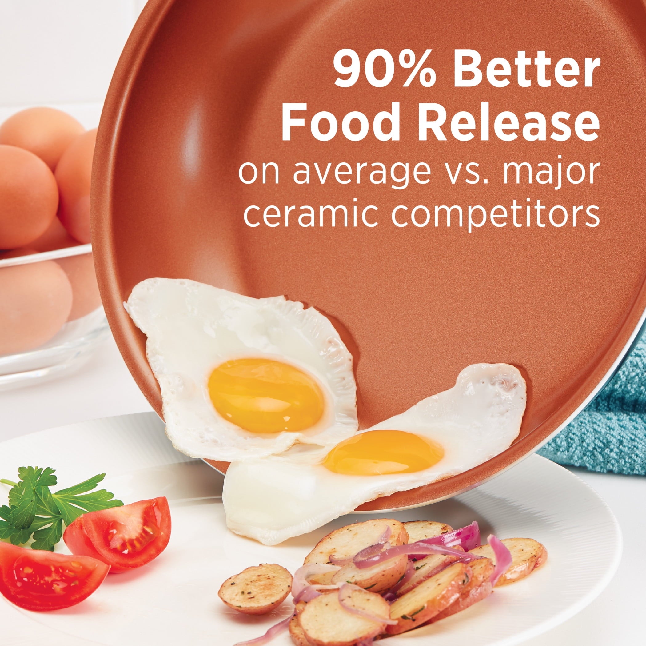 Farberware Glide Copper 4 Quart Ceramic Nonstick Sauté Pan with Tempered Glass Lid and Helper Handle - Dishwasher Safe, Black