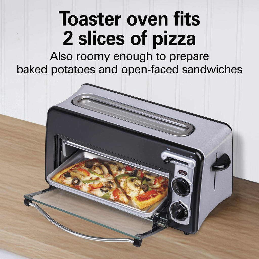 Hamilton Beach Toastation 2-in-1 Toaster and Oven with Extra-Wide - Extra-Long Toast Slot, Black