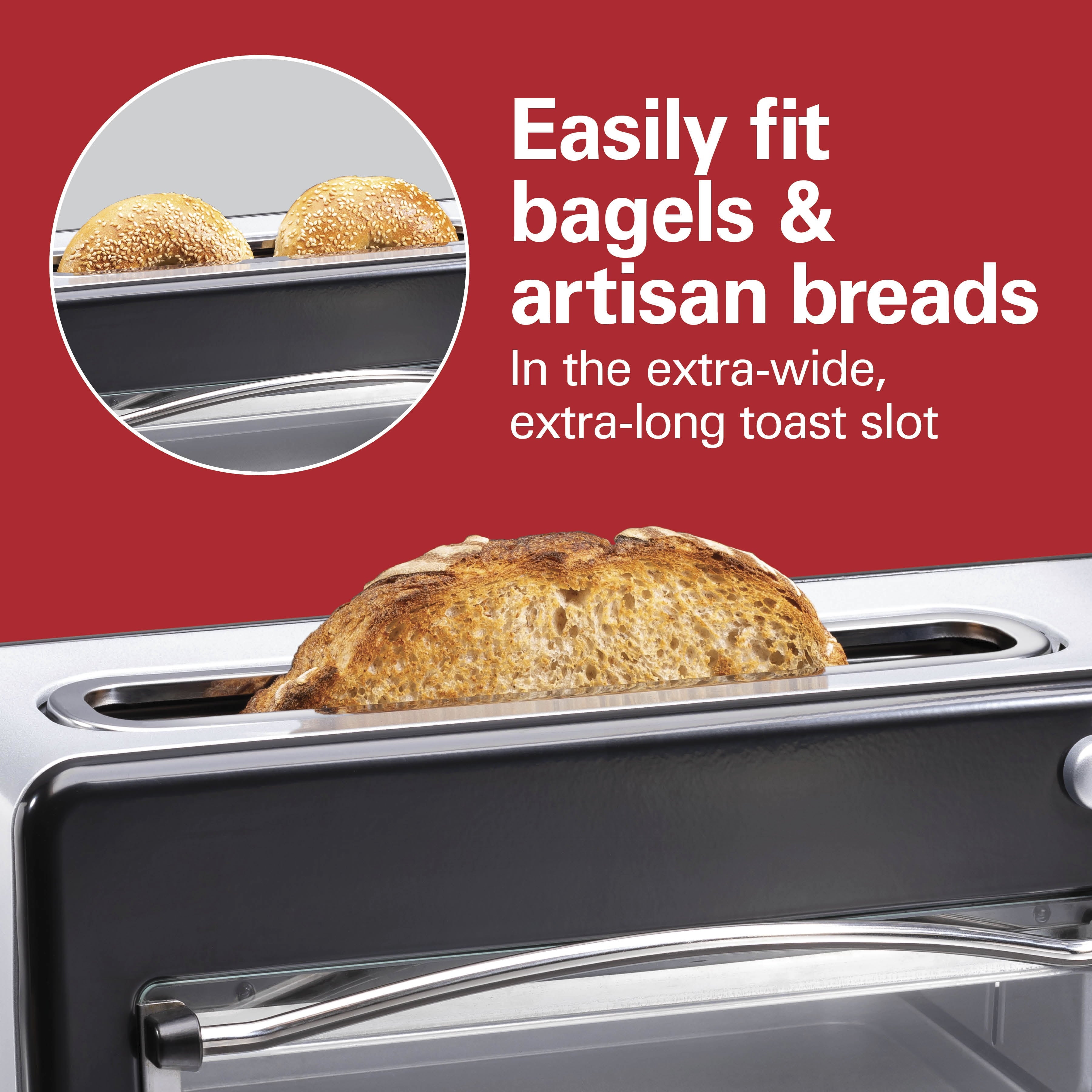 Hamilton Beach Toastation 2-in-1 Toaster and Oven with Extra-Wide - Extra-Long Toast Slot, Black