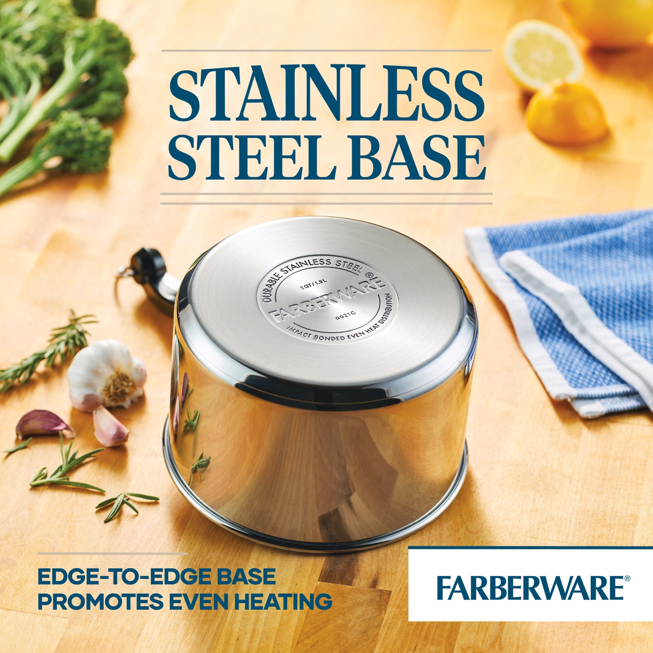 Farberware Classic Series 2 Quart Stainless Steel Double Boiler and Saucepan with Lid - Induction Compatible, Metal Utensil and Dishwasher Safe, Stainless Steel