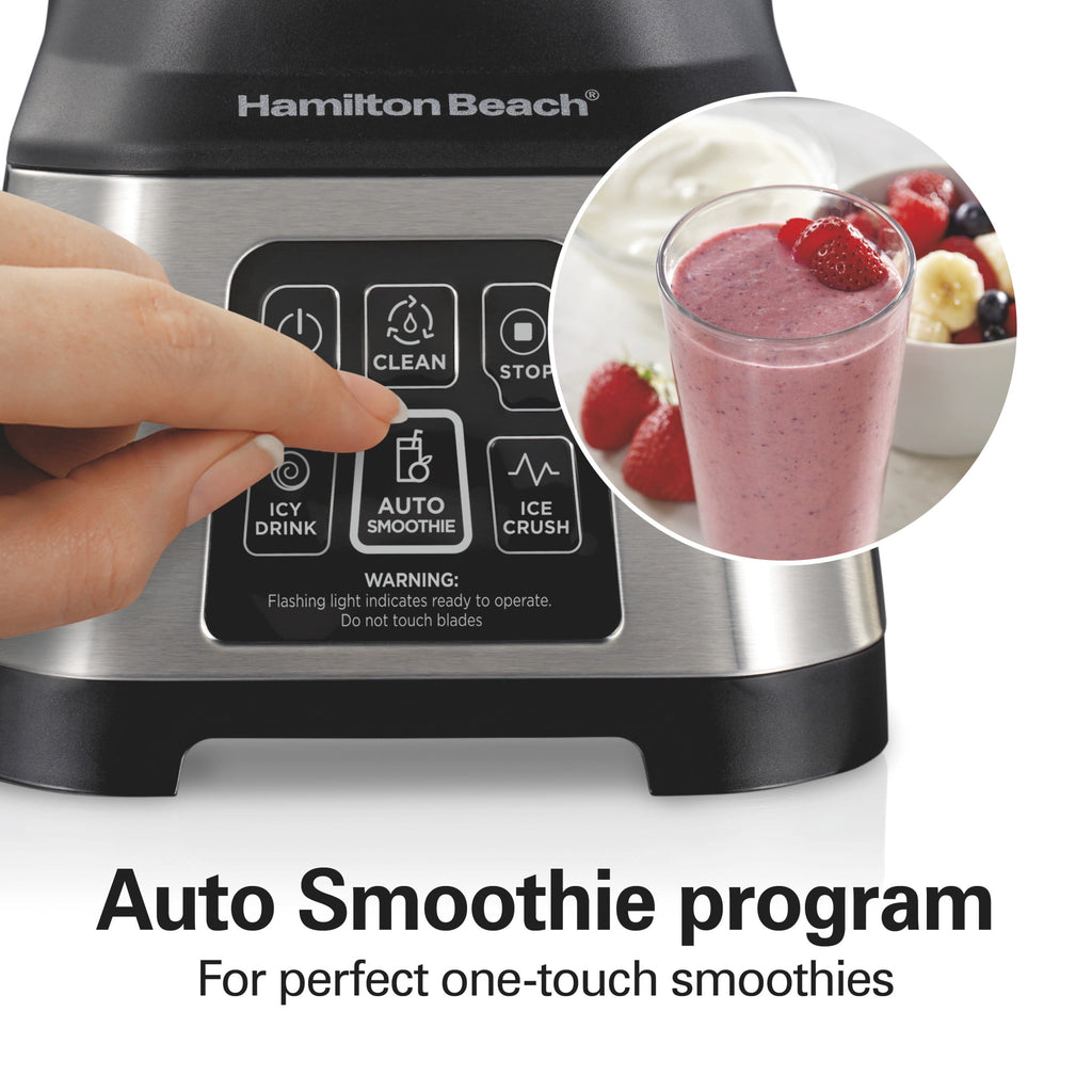 Hamilton Beach Smoothie Smart Blender - 48 oz Glass Jar 850 W Countertop Blender for Kitchen, Stainless Steel