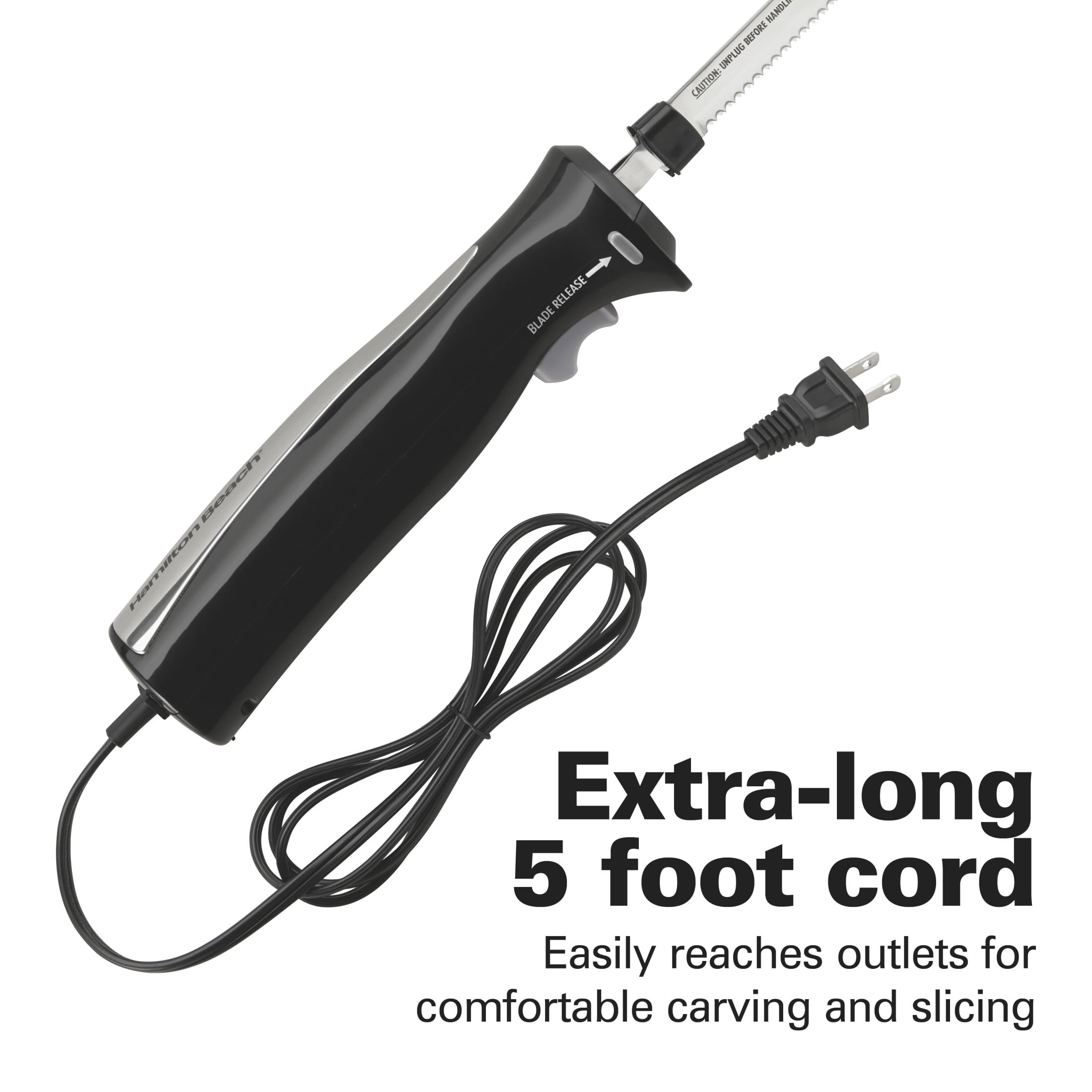 Hamilton Beach Stainless Steel Electric Knife Set - 8-inch Carving Blade and 5-inch Utility Blade, with Storage Case, Black