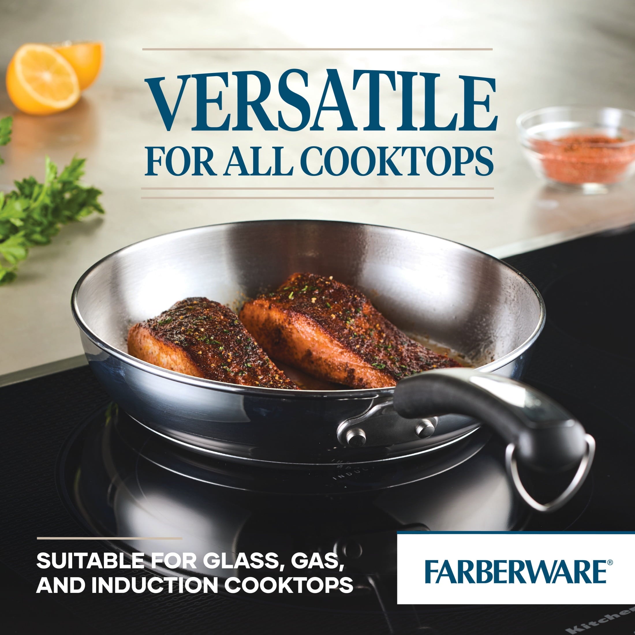 Farberware Brilliance 10 Inch Stainless Steel Frying Pan - Induction Compatible, Metal Utensil and Dishwasher Safe, Stainless Steel