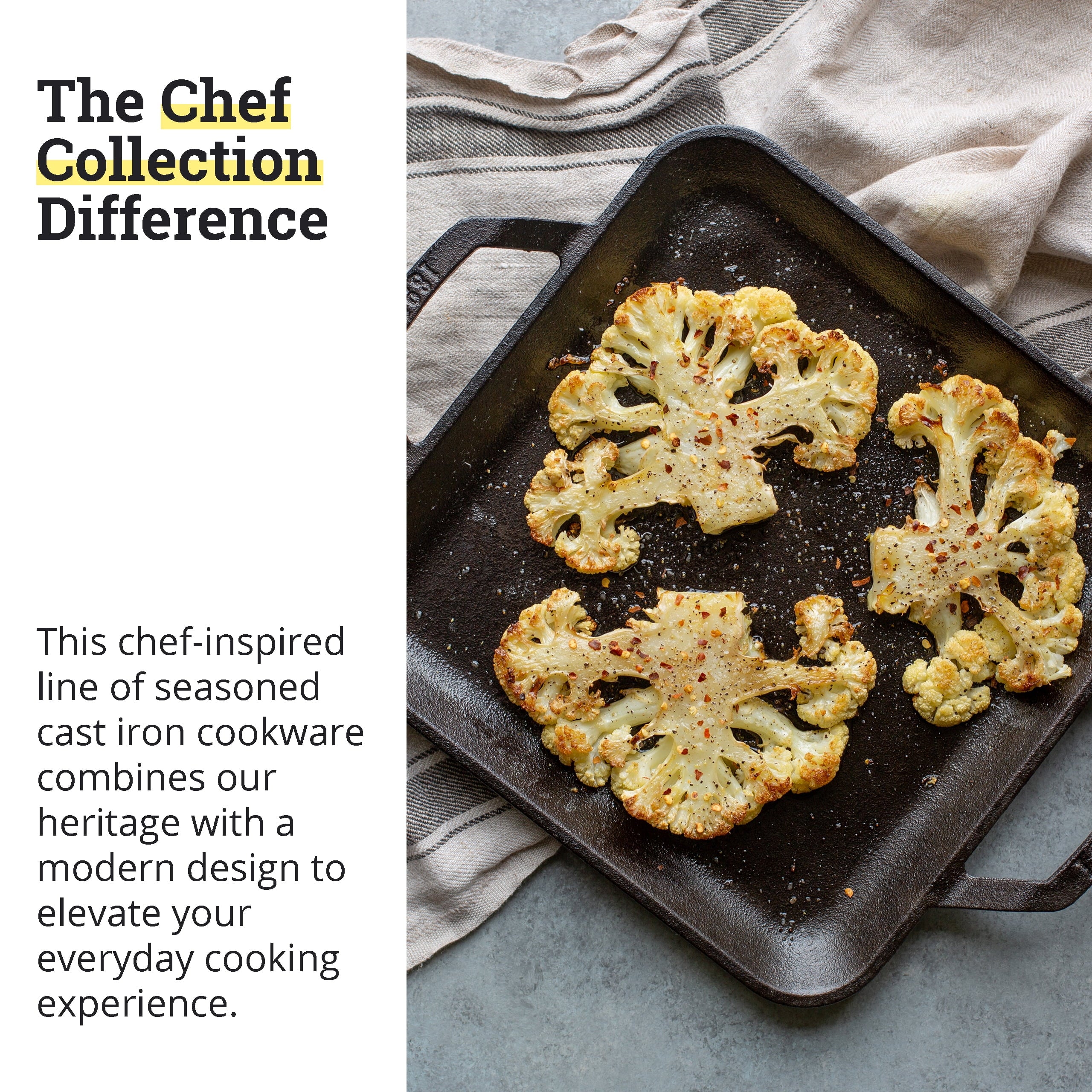 Lodge 11" Cast Iron Square Griddle - Chef Collection - For Indoor & Outdoor Cooking - Superior Heat Retention - Durable Cast Iron - Seasoned Kitchen Griddle
