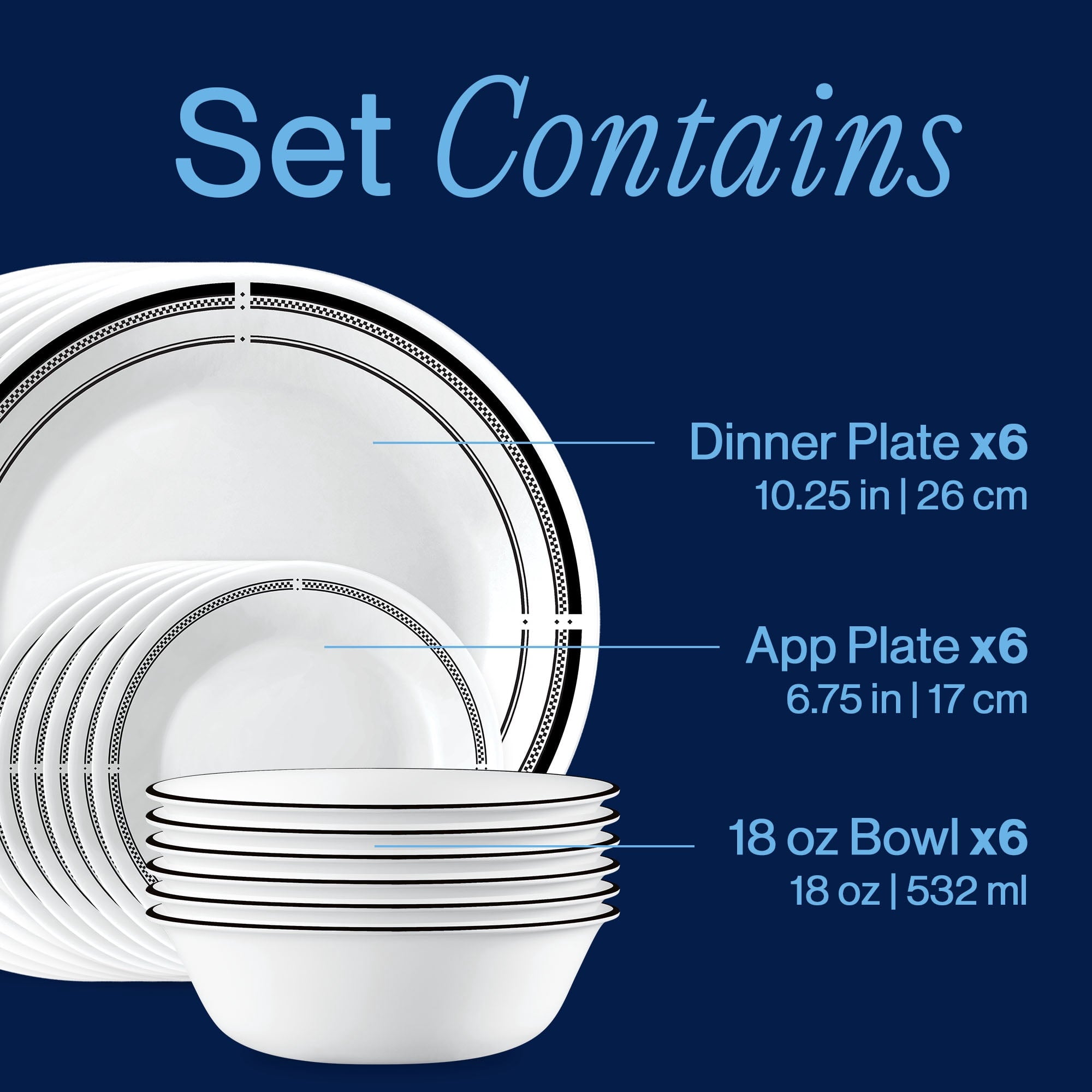 Corelle Brasserie 18-Piece Glass Dinnerware Set (Service for 6)