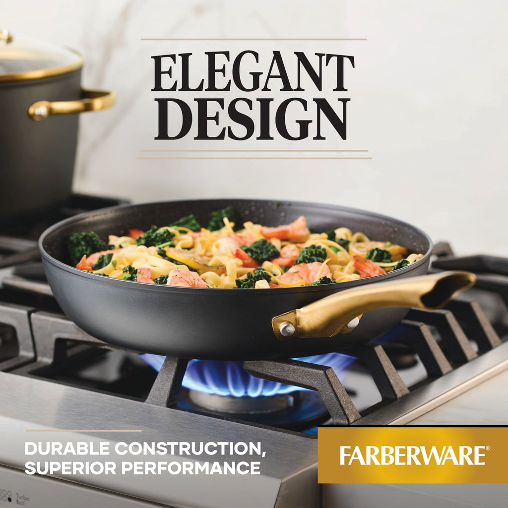 Farberware Forged Induction 12.25 Inch Ceramic Nonstick Frying Pan - Dishwasher Safe and Oven Safe to 500°F, Black