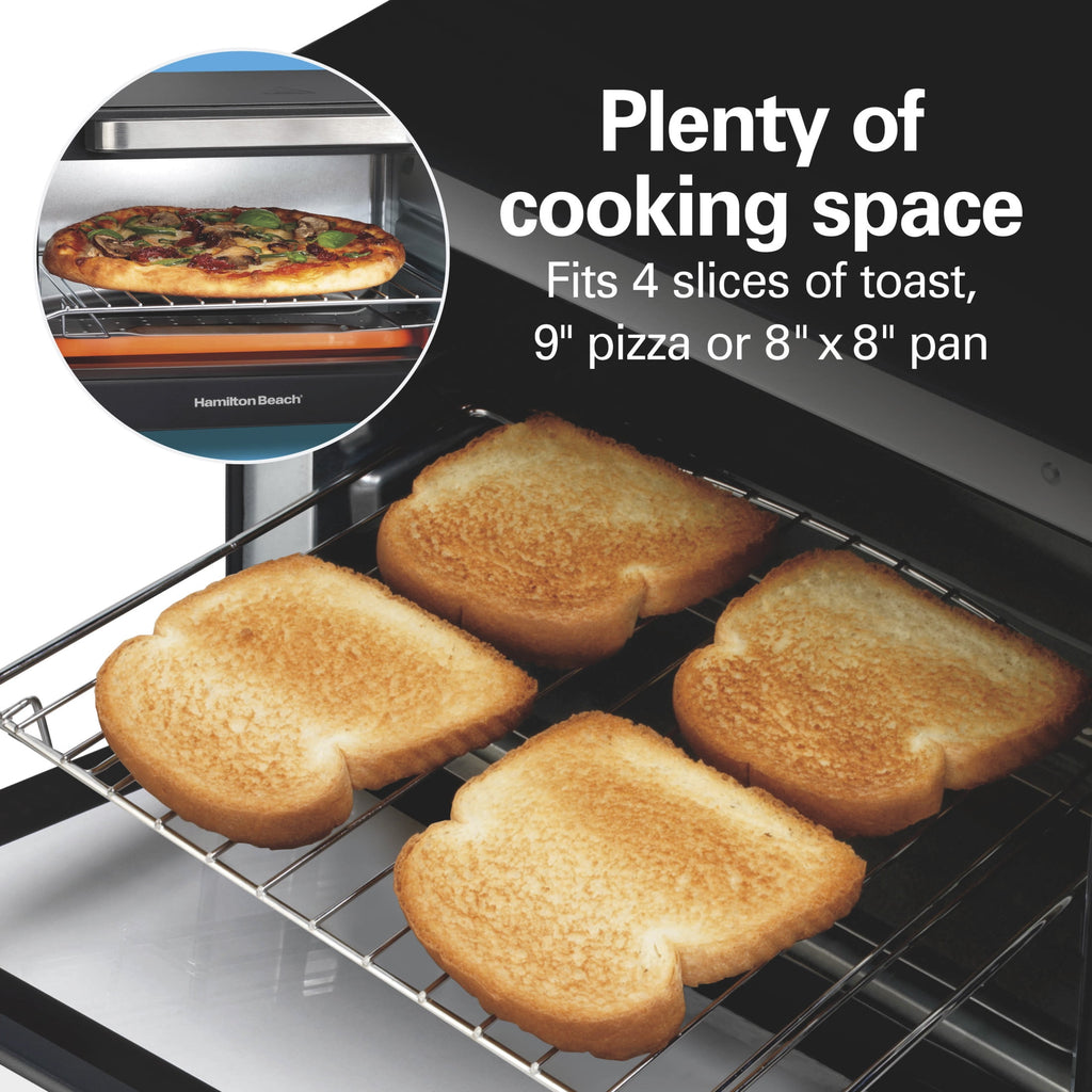 Hamilton Beach Sure-Crisp Air Fryer Toaster Oven with 4 Slice Capacity - Fits 9" Pizza, Black