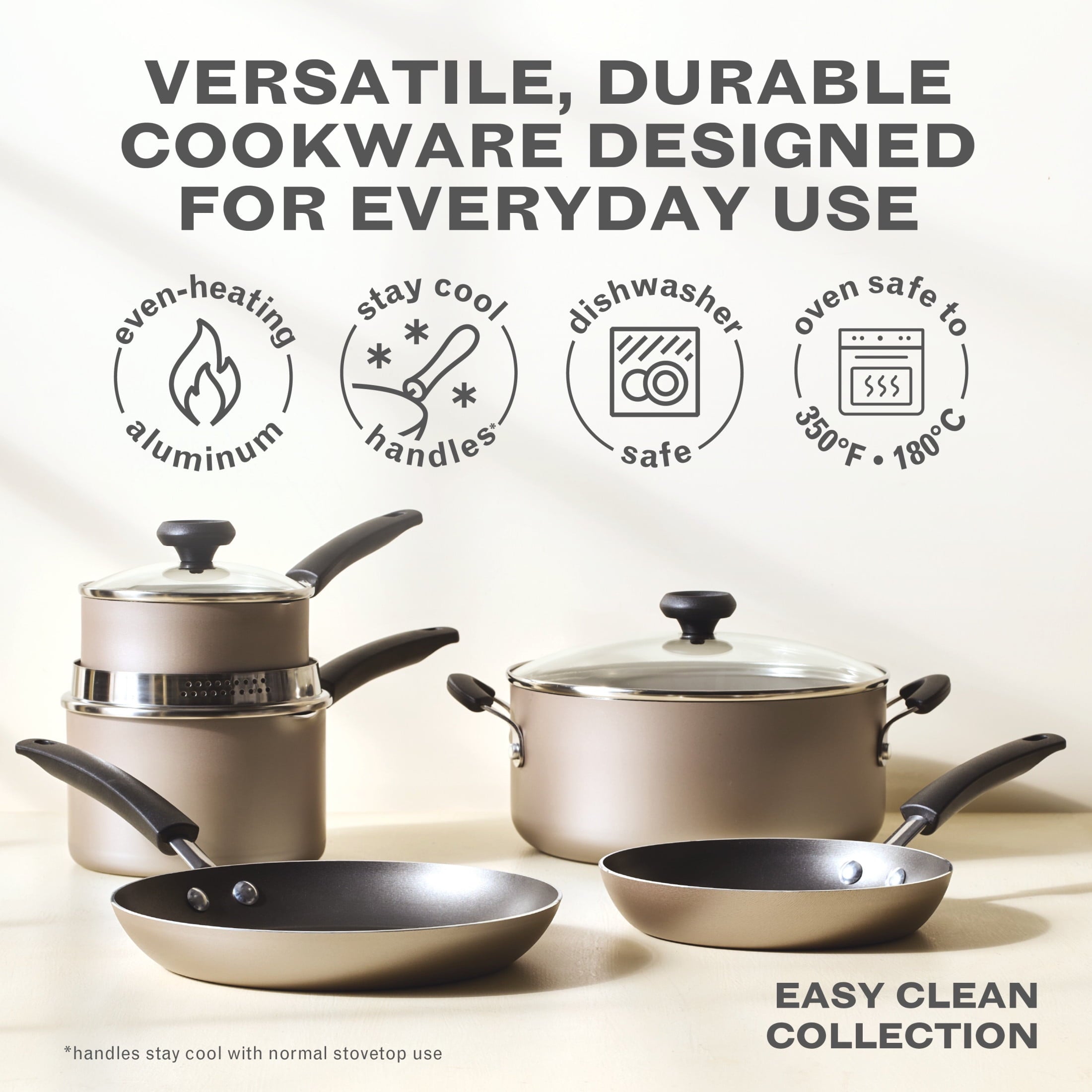 Farberware Easy Clean 8 Inch Nonstick Frying Pan / Skillet - Dishwasher Safe, Champagne