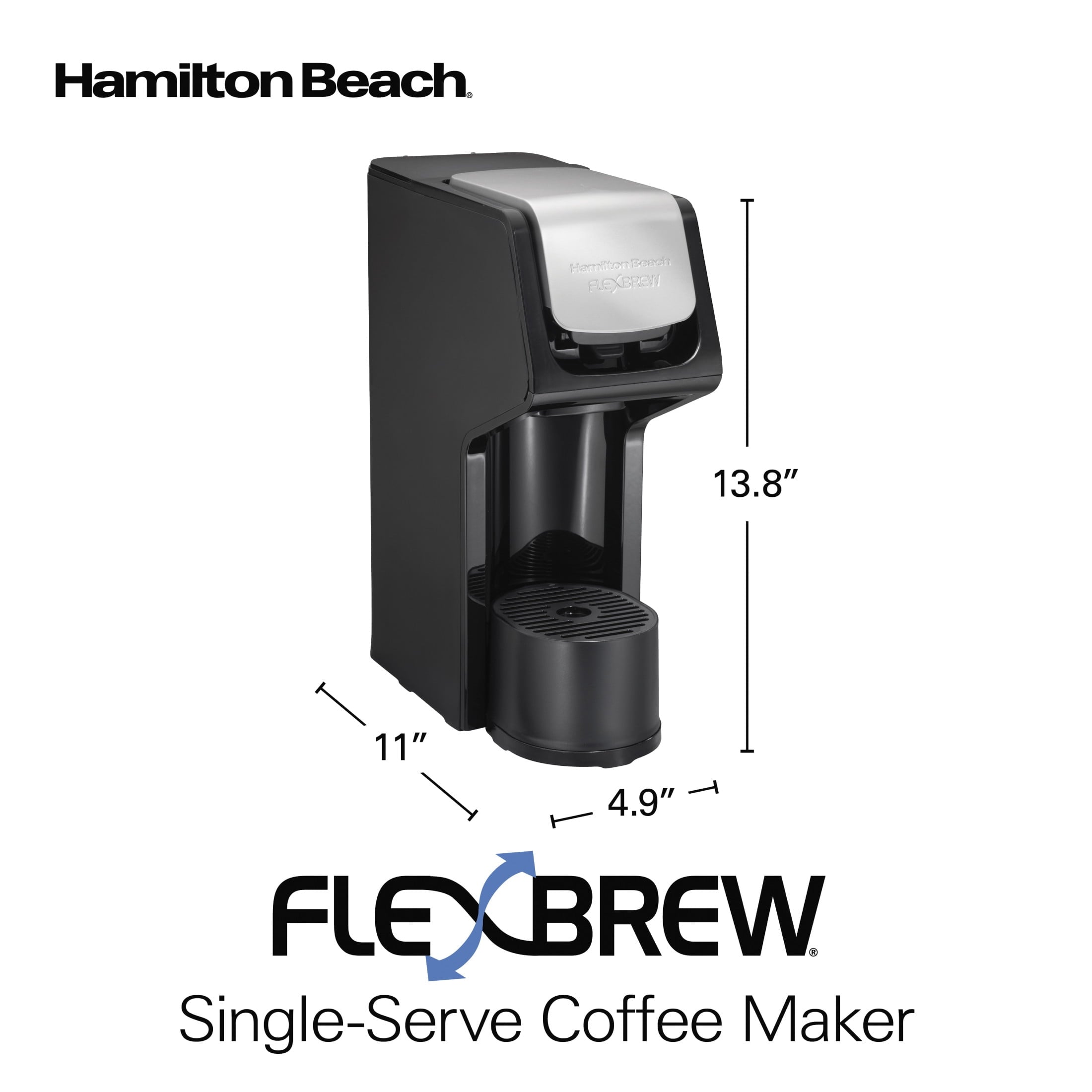 Hamilton Beach FlexBrew Sinlge Serve Coffee Maker - K Cup Pod Compatible & Grounds, 14 oz. Reservoir, Black