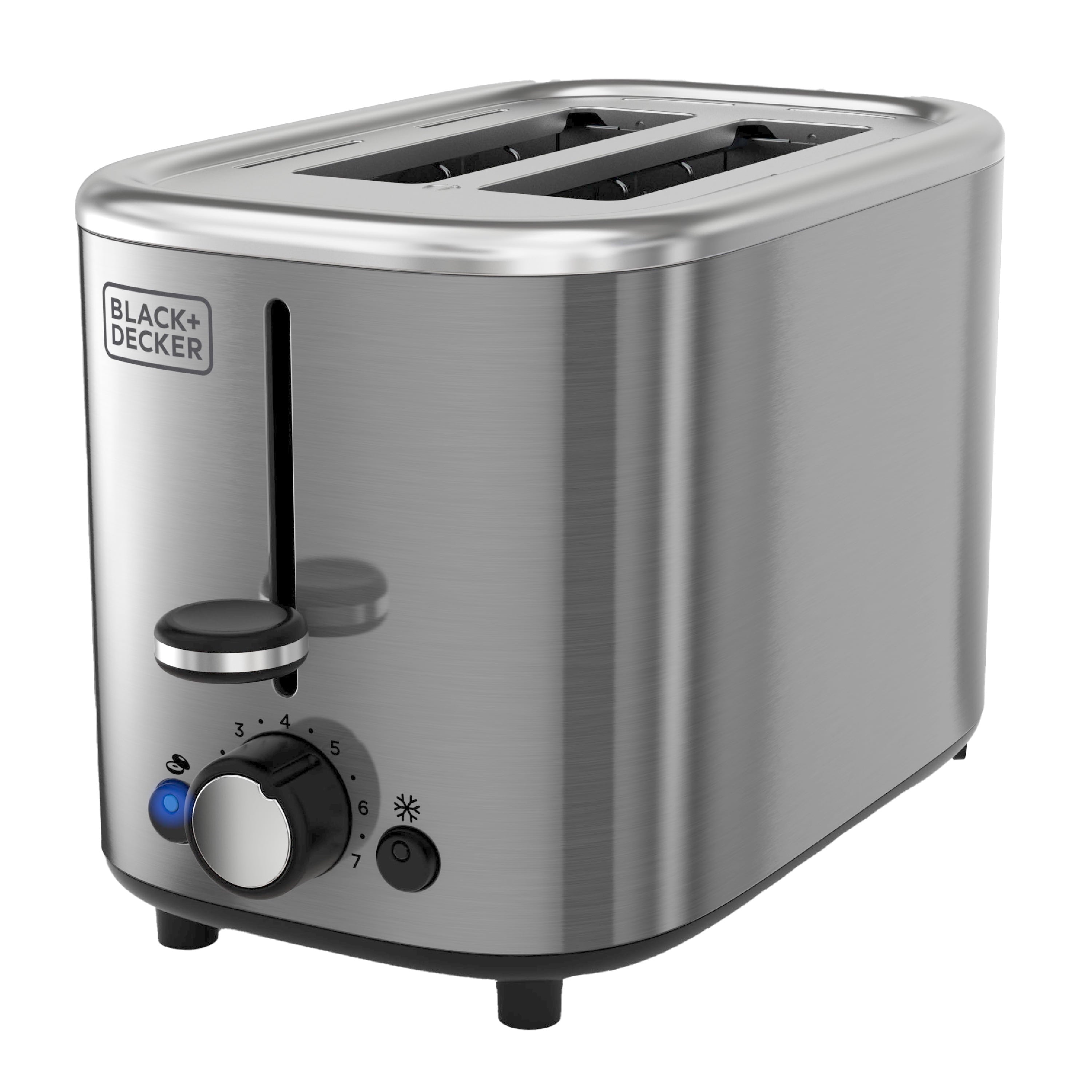 BLACK+DECKER 2‑Slice Toaster - Stainless Steel, Extra‑Wide Self‑Centering Slots, 7 Adjustable Shade Settings