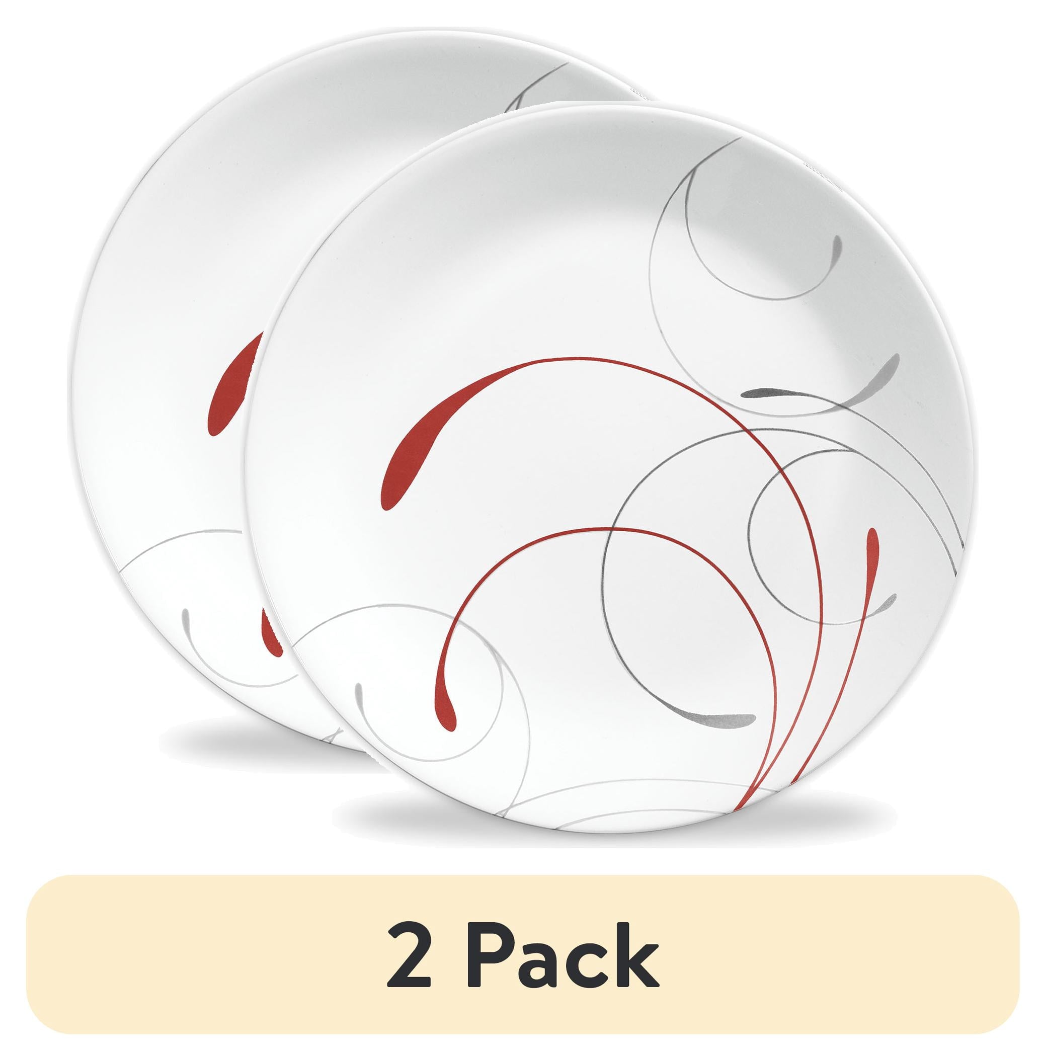 Corelle Splendor - White and Red Round Dinner Plate, 10.25" - 2-Pack