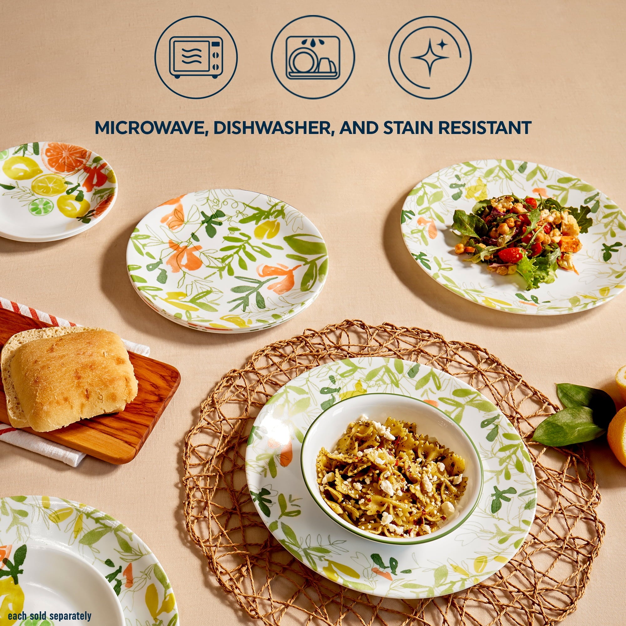 Corelle Contemporary Fruits 10.25" Dinner Plates (Set of 4)