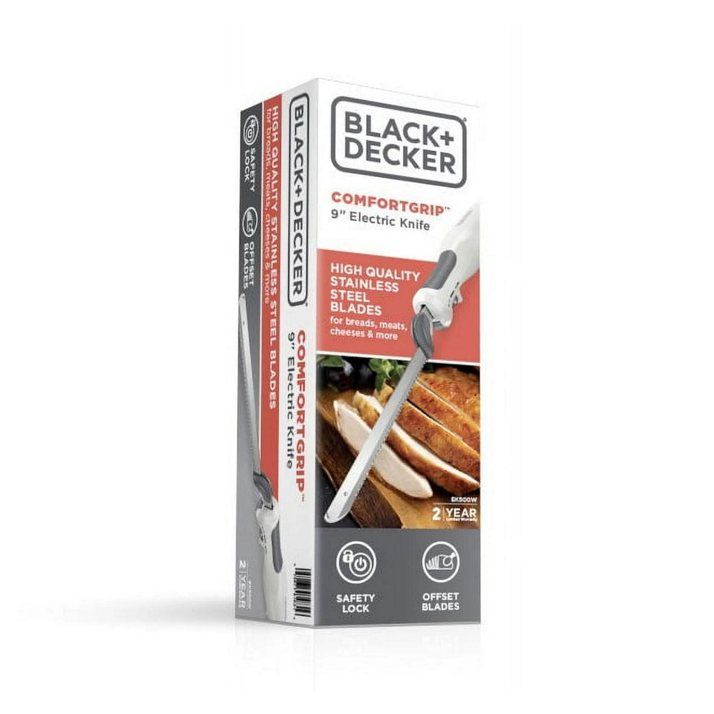 BLACK+DECKER 9-Inch Electric Carving Knife - Stainless Steel, White