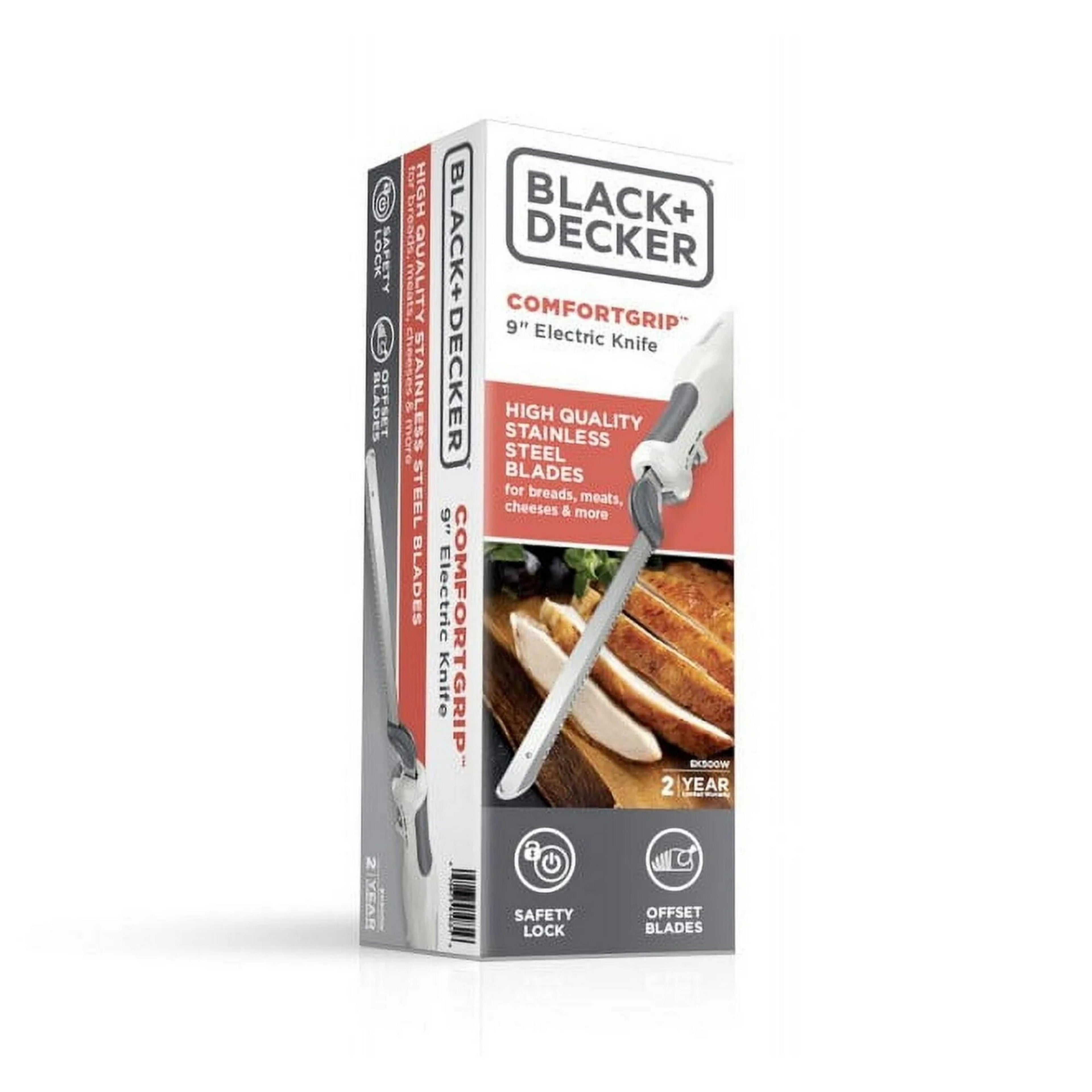 BLACK+DECKER 9-Inch Electric Carving Knife - Stainless Steel, White