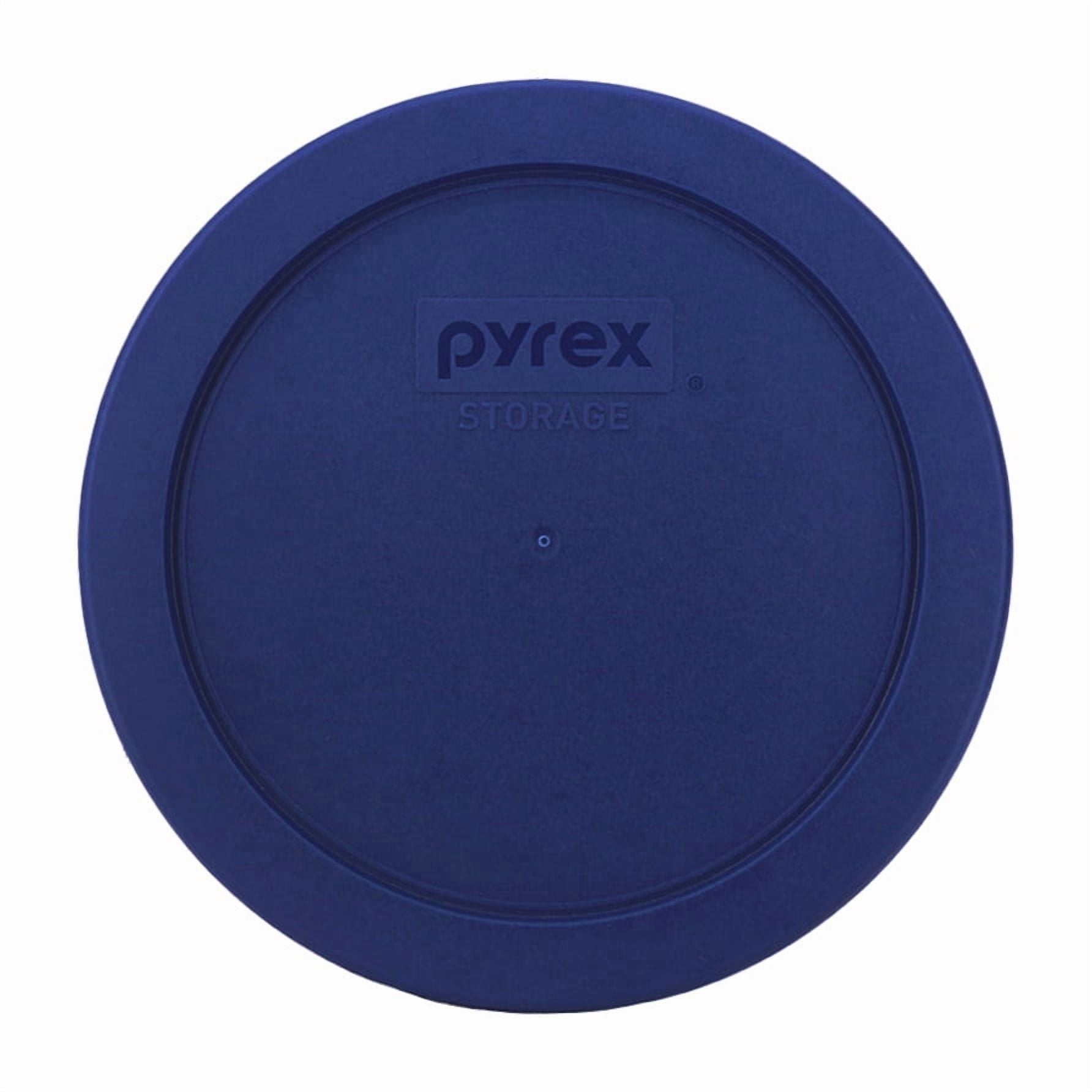 Pyrex 7201 Round Glass Food Storage Bowl w/ 7201-PC Dark Blue Lid Cover (4-Pack)