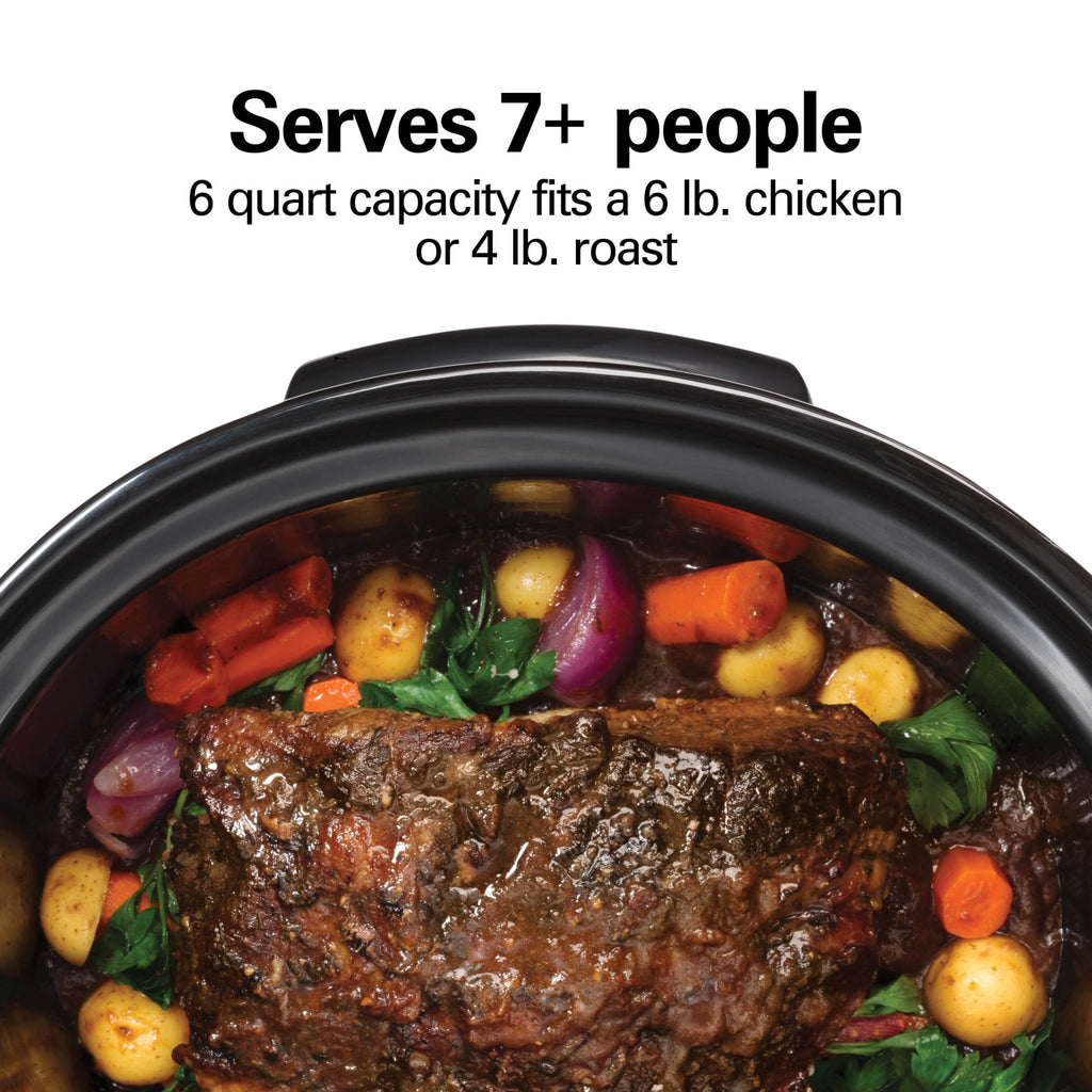 Hamilton Beach Defrost & Go 6 Qt Programmable Slow Cooker - Stoneware Crock with Removable Pot, Black