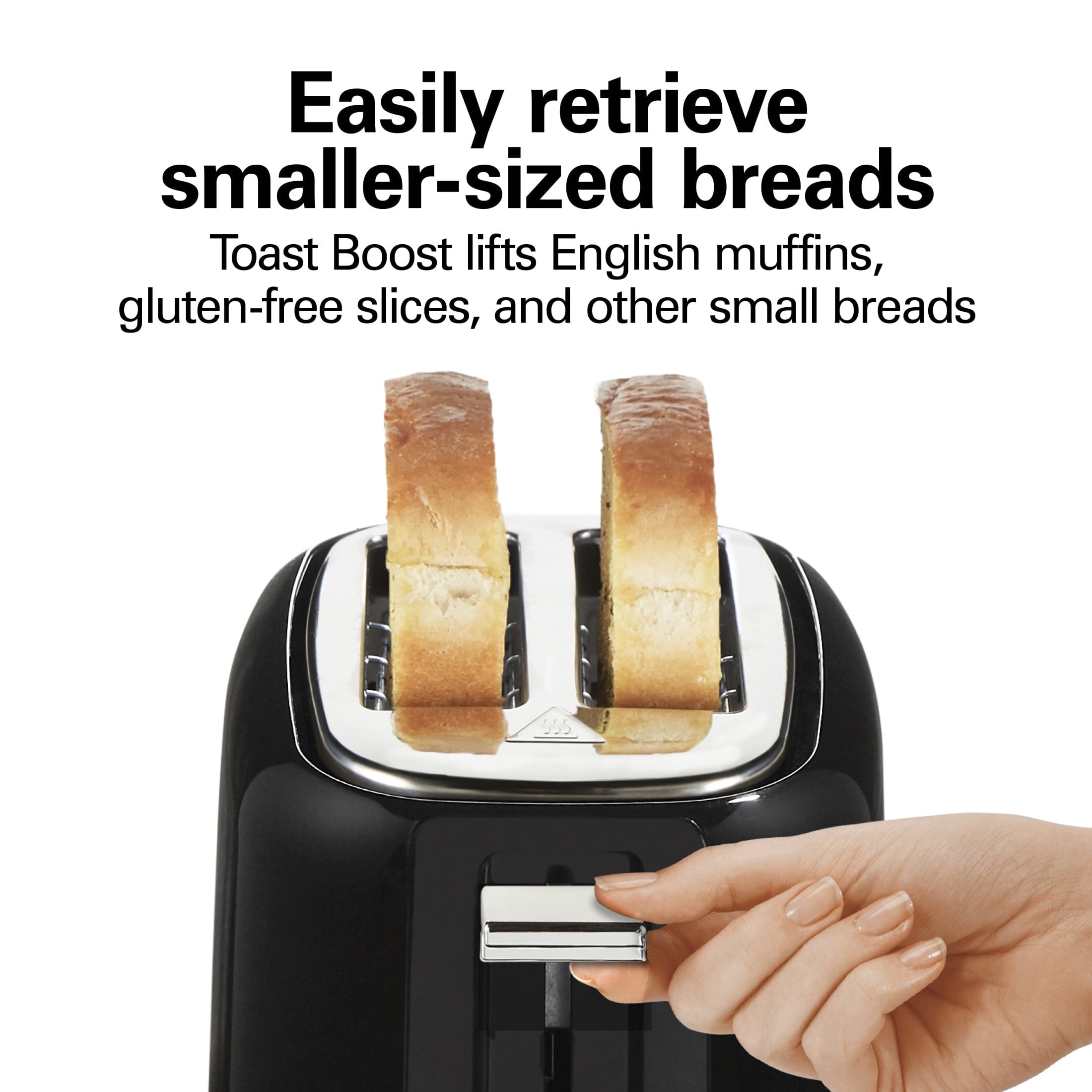 Hamilton Beach 2-Slice Toaster with Extra-Wide Slots - Toast Boost, and Removable Crumb Tray, Black