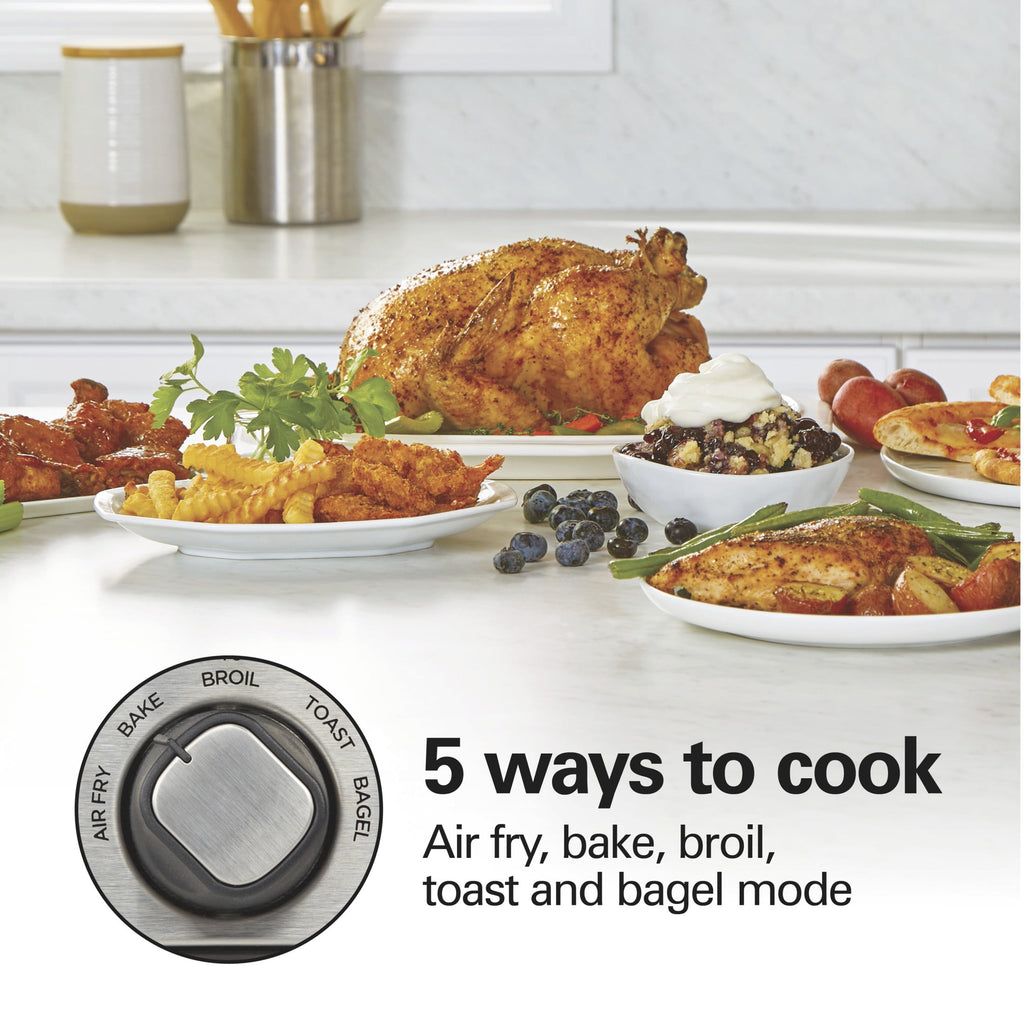 Hamilton Beach 6 Slice Sure-Crisp Air Fry Oven with Easy-View Window - Silver with Black and Stainless Steel Accents, 31480