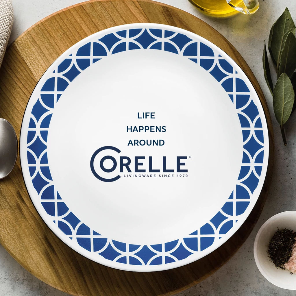 Corelle Cobalt Circles 16-Piece Glass Dinnerware Set (Service for 4)