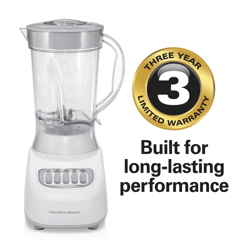 Hamilton Beach Smoothie Blender - 48 oz BPA-Free Jar 650 W 12-Function Countertop Blender for Kitchen, White