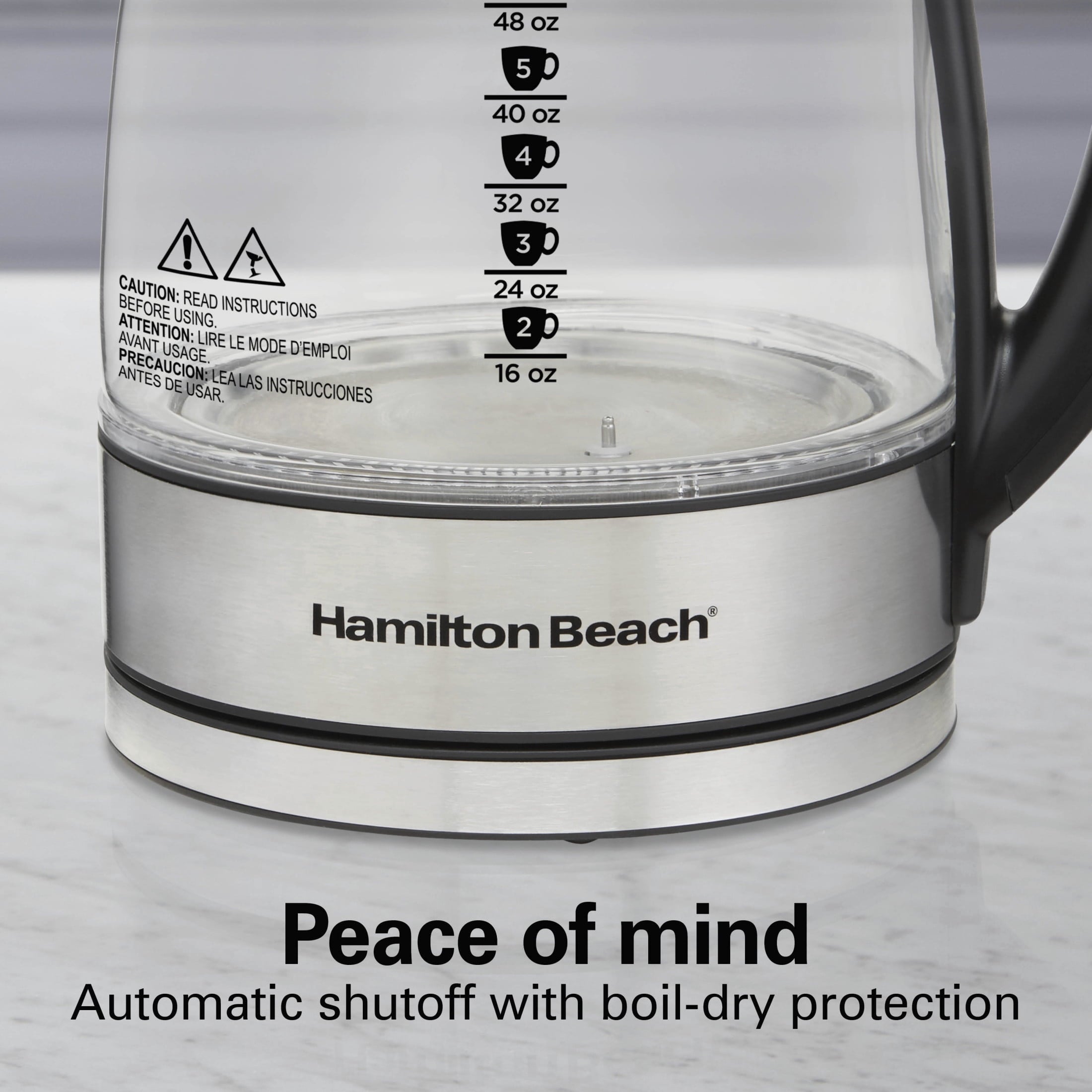 Hamilton Beach Temperature-Control 1.7L Electric Glass Kettle with Auto Shutoff and Ultra-Fast Heating - Tea & Water Kettle