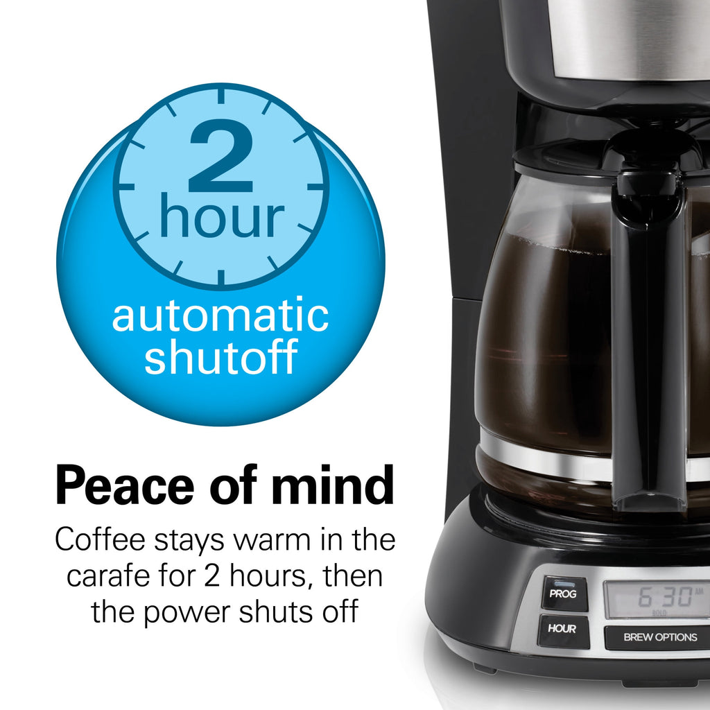 Hamilton Beach Bold Brew 12-Cup Programmable Drip Coffee Maker Machine with Glass Coffee Pot - Black