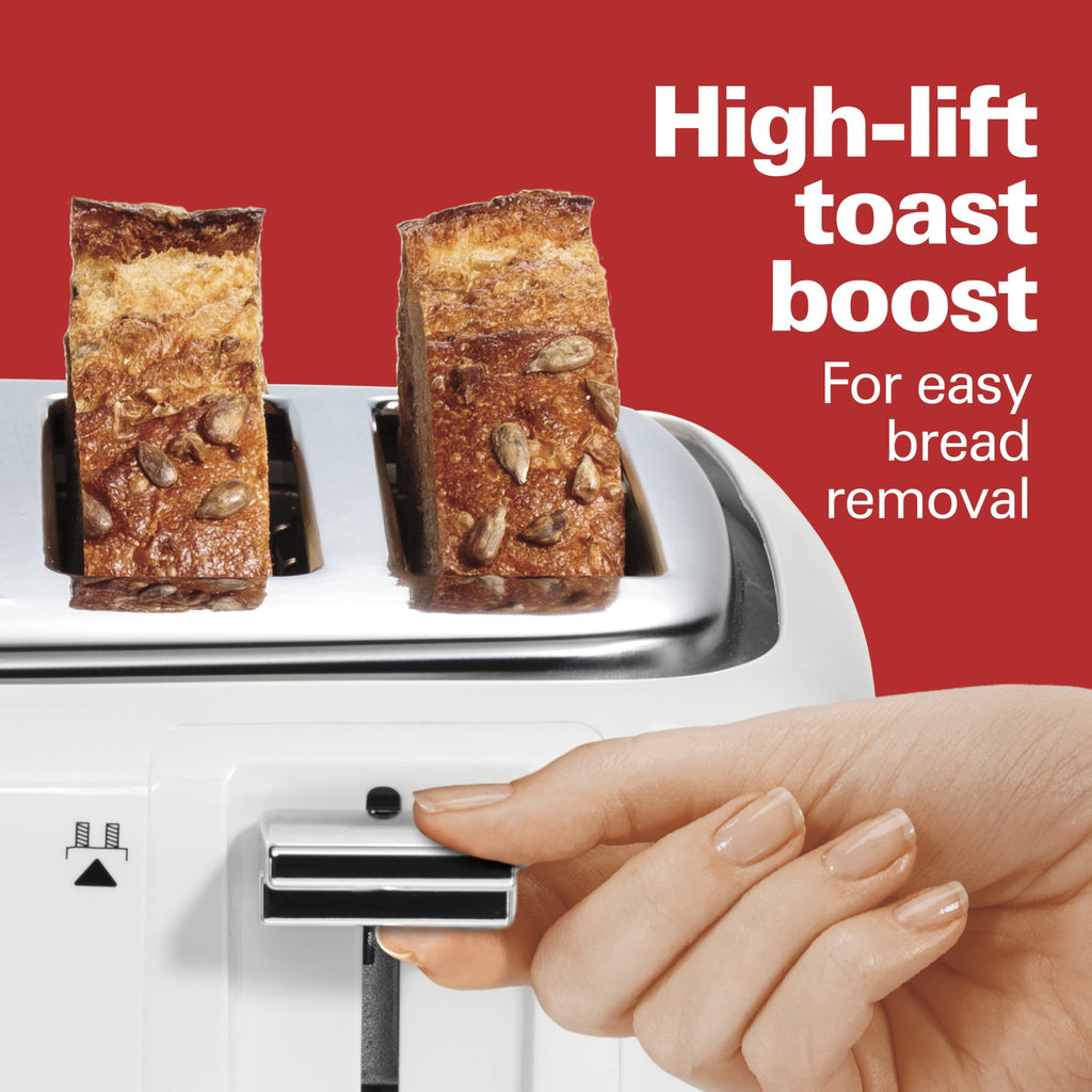 Hamilton Beach 4-Slice Toaster with Extra-Wide Slots - Toast Boost, and Removable Crumb Tray, White